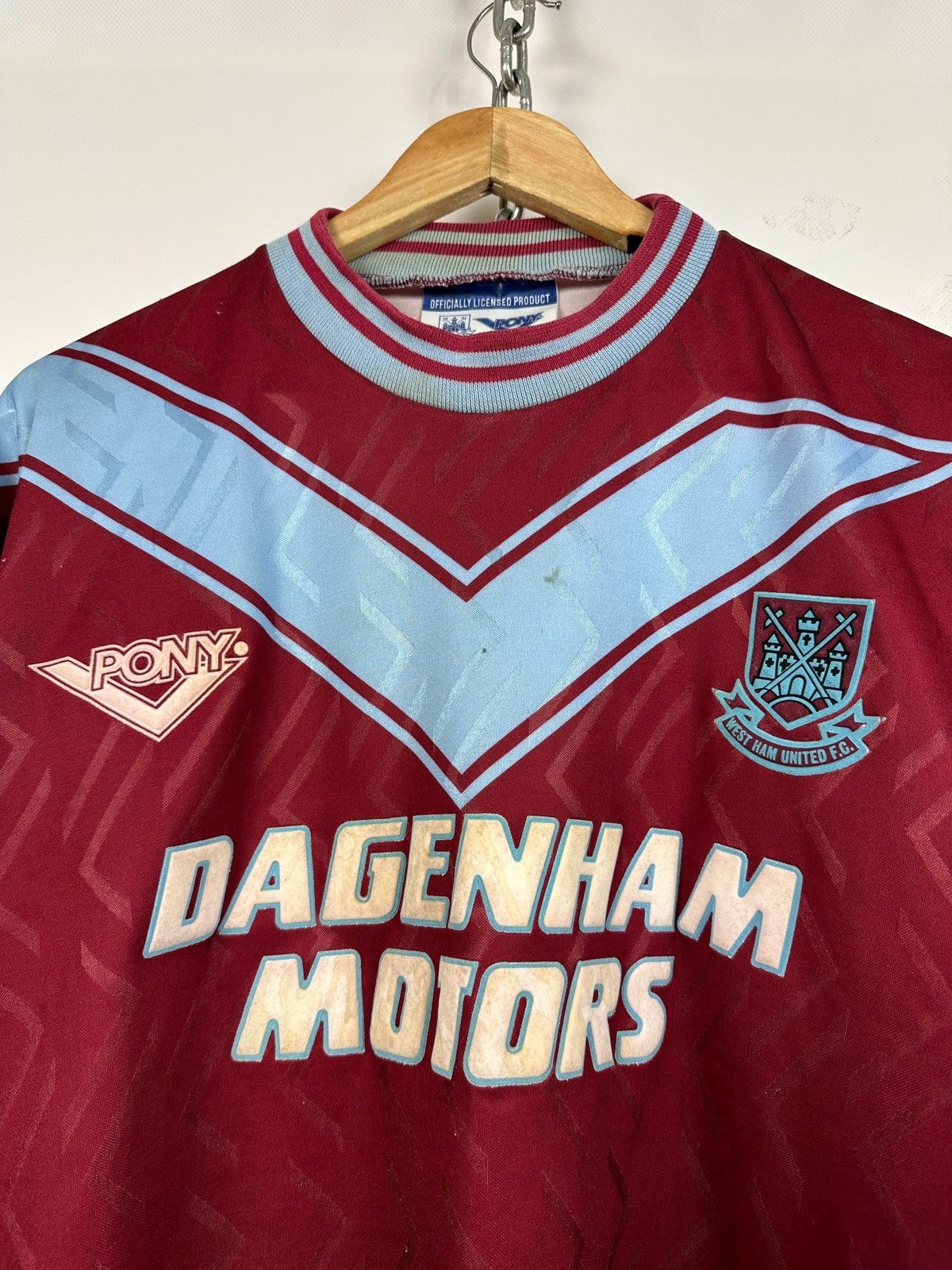 PONY 1993/1995 Vintage West Ham United Pony Home Soccer Jersey Size US M / EU 48-50 / 2 - 7 Thumbnail