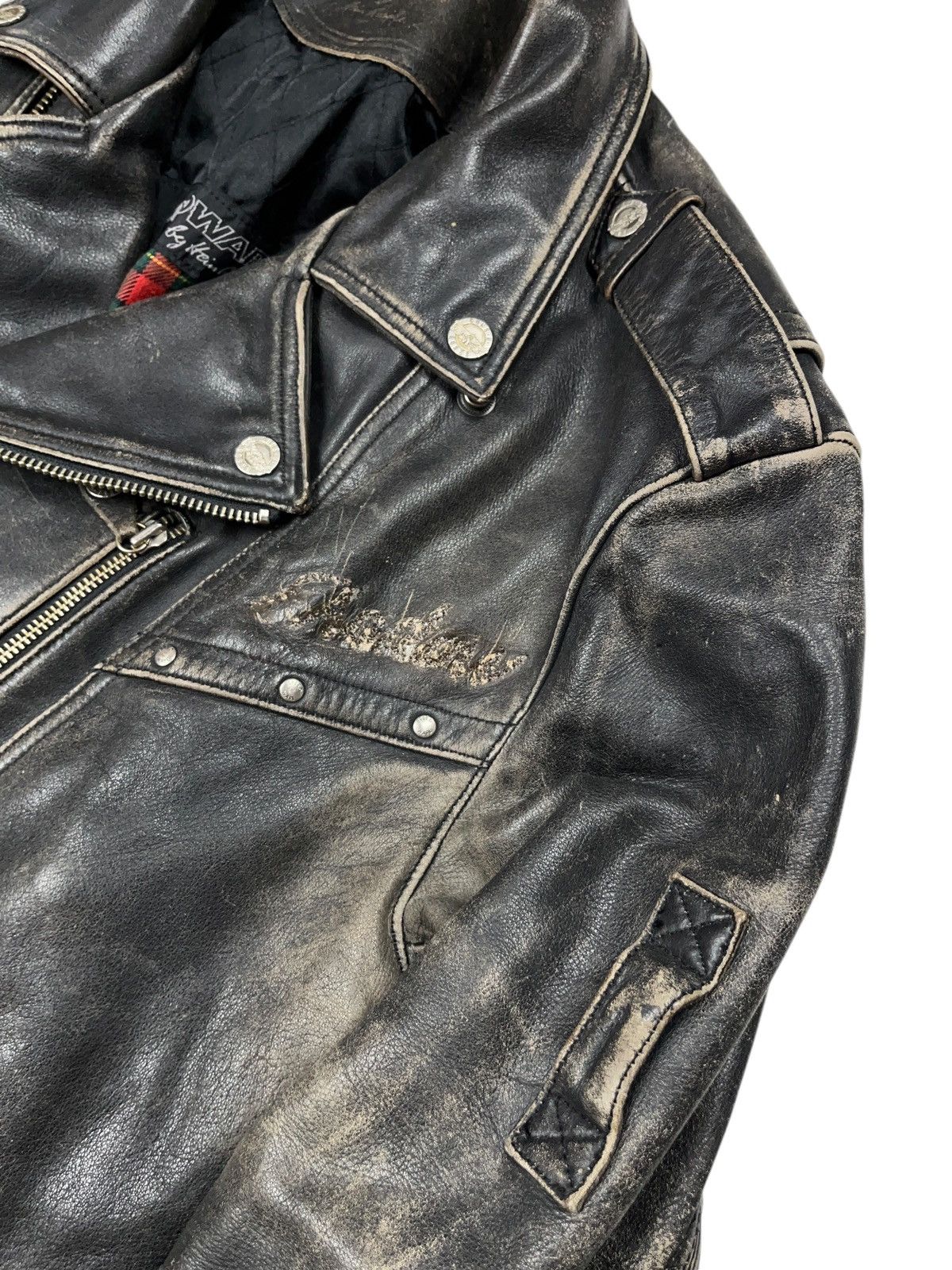 Brockum Vintage 1994 Guns n Roses Distressed Leather Biker Jacket Size US L / EU 52-54 / 3 - 9 Thumbnail