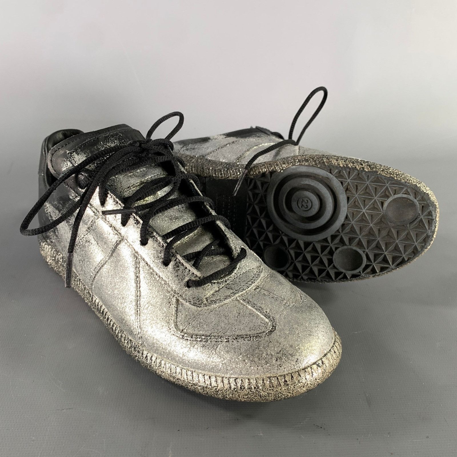 Maison Margiela MAISON MARGIELA Size 8 Silver Black Glitter Lace Up Sneakers Size US 8 / IT 38 - 5 Thumbnail