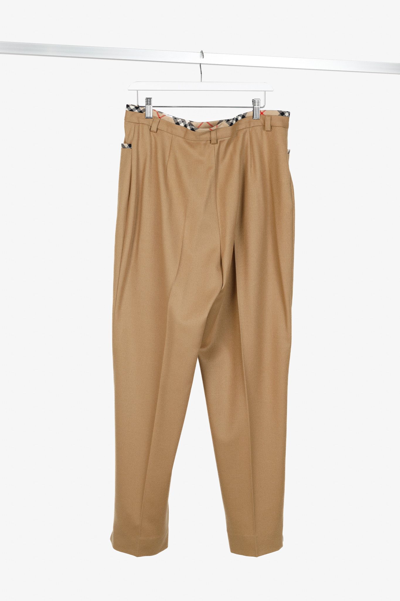 Burberry Burberry Tan Wool Check-Trim Trousers Size US 32 / EU 48 - 2 Thumbnail