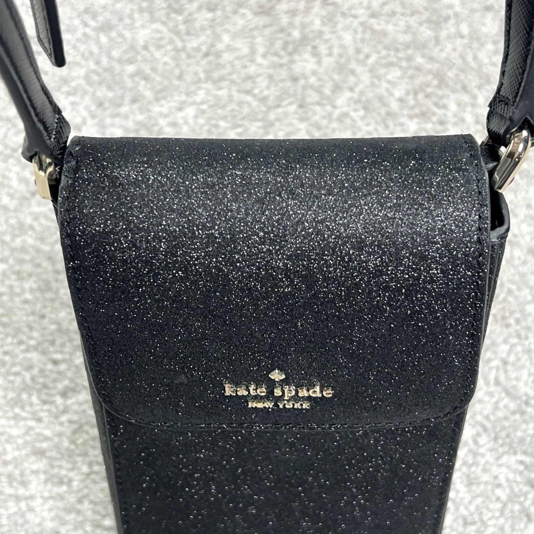 Vintage Kate Spade Black Glitter Bag Purse Small Card Phone Crossbody Shoulder Adjustable Strap Womens Crossbody Bag Glitter Pattern Vintage No Size ONE SIZE - 7 Thumbnail