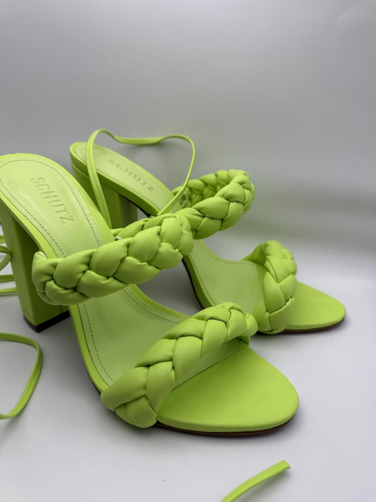 Other Schutz Neon Green Braided Strap High Heel Sandals Size 8 Size US 8 / IT 38 - 1 Thumbnail
