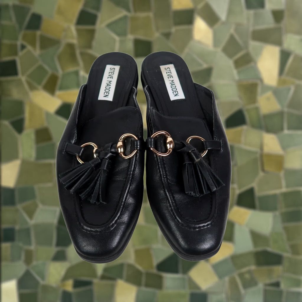 Steve Madden Steve Madden Cayler Black Leather Slip-On Mule Loafer Flats 6.5 - Women Size US 7 / IT 37 - 1 Thumbnail