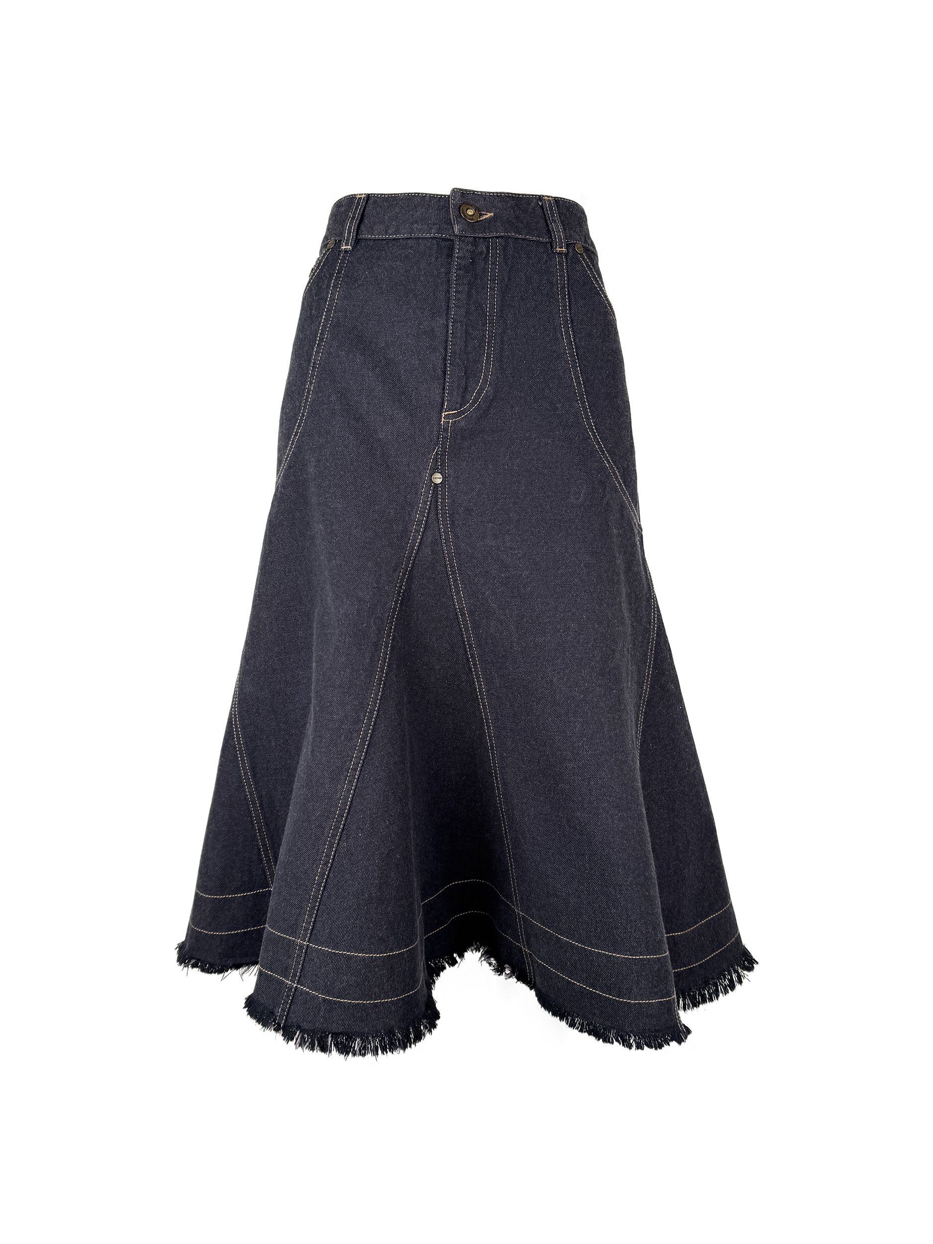 Alexander McQueen Alexander McQueen F/W 2002 Vintage Denim Logo Midi Skirt 44 Size 30" / US 8 / IT 44 - 2 Thumbnail