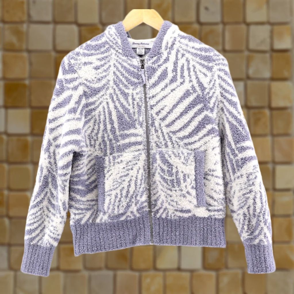 Tommy Bahama Tommy Bahama Women's Sea Swell Chenille Hoodie Zip Front XS Blue Floral Logo Full Zip Hooded Sweatshirt Size XS / US 0-2 / IT 36-38 - 1 Thumbnail