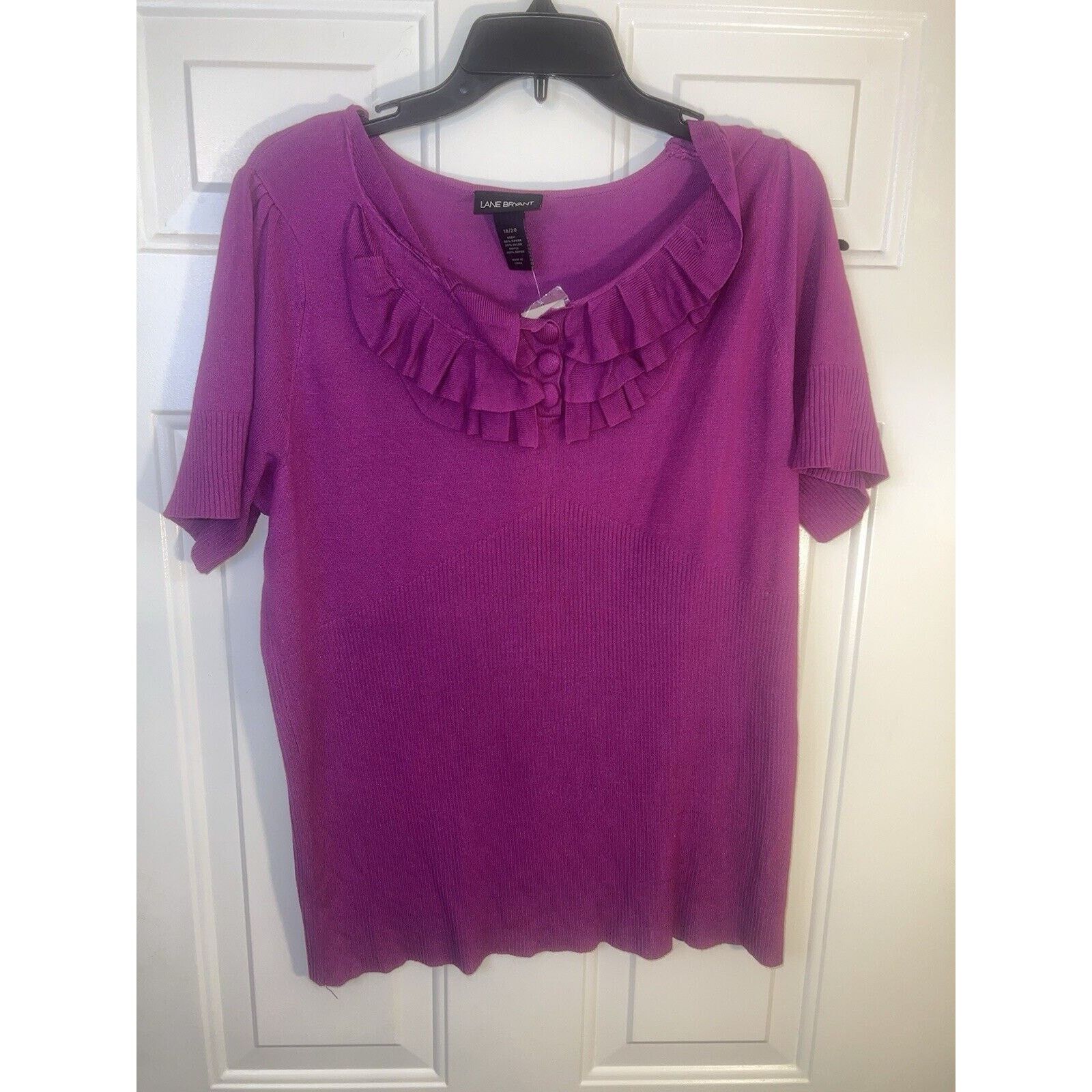 Other LANE BRYANT Blouse Fuchsia Pink 18/20 Ruffle Womens Shirt Size XXL / US 16-18 / IT 52-54 - 1 Thumbnail