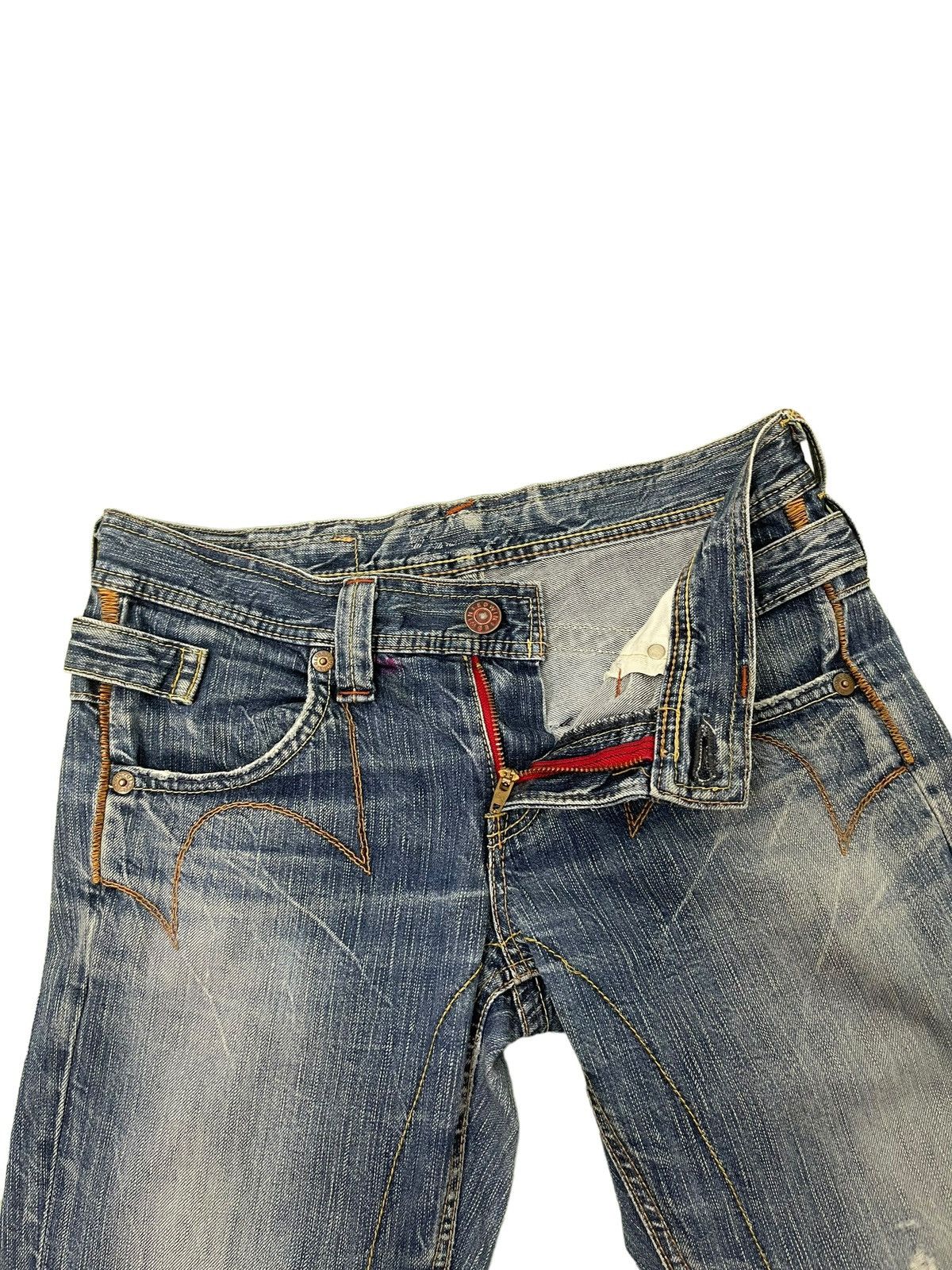 Japanese Brand Flare Jeans Edwin Faded Distres Low Rise Boot Cut 8🟦7 Size US 30 / EU 46 - 9 Thumbnail