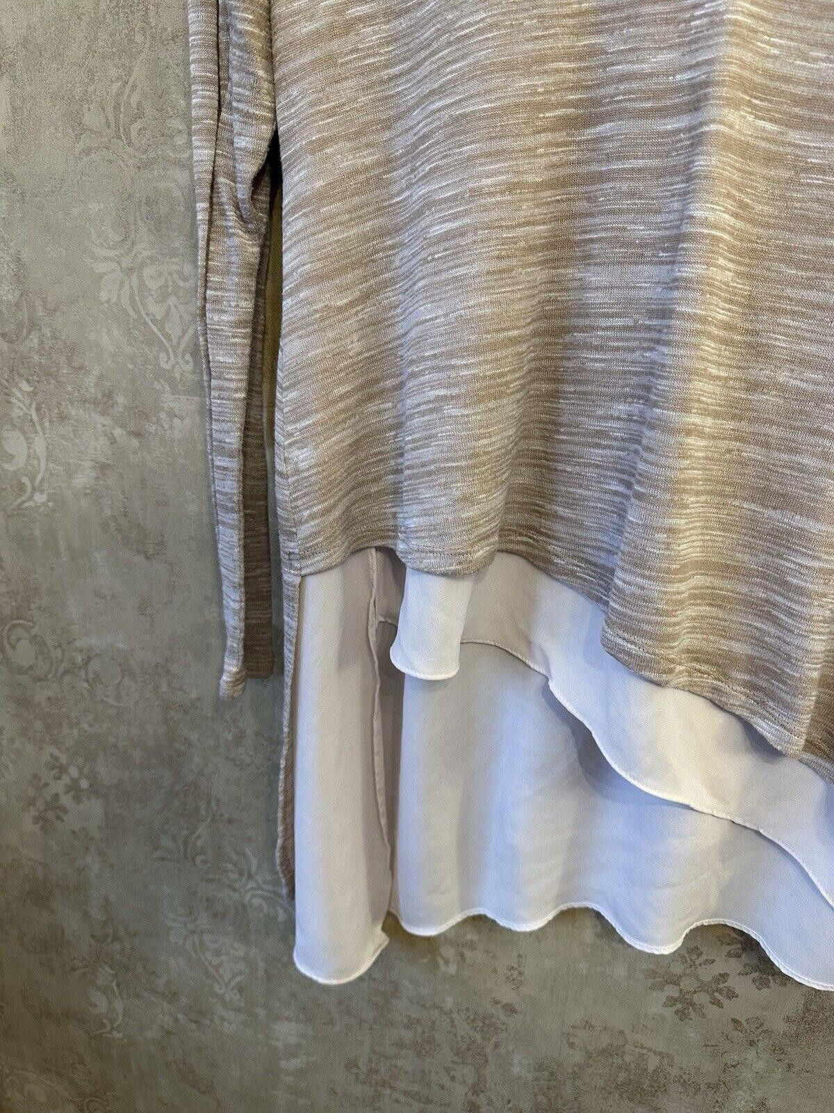 Designer White House Black Market Blouse Women's Medium Beige Size M / US 6-8 / IT 42-44 - 6 Thumbnail