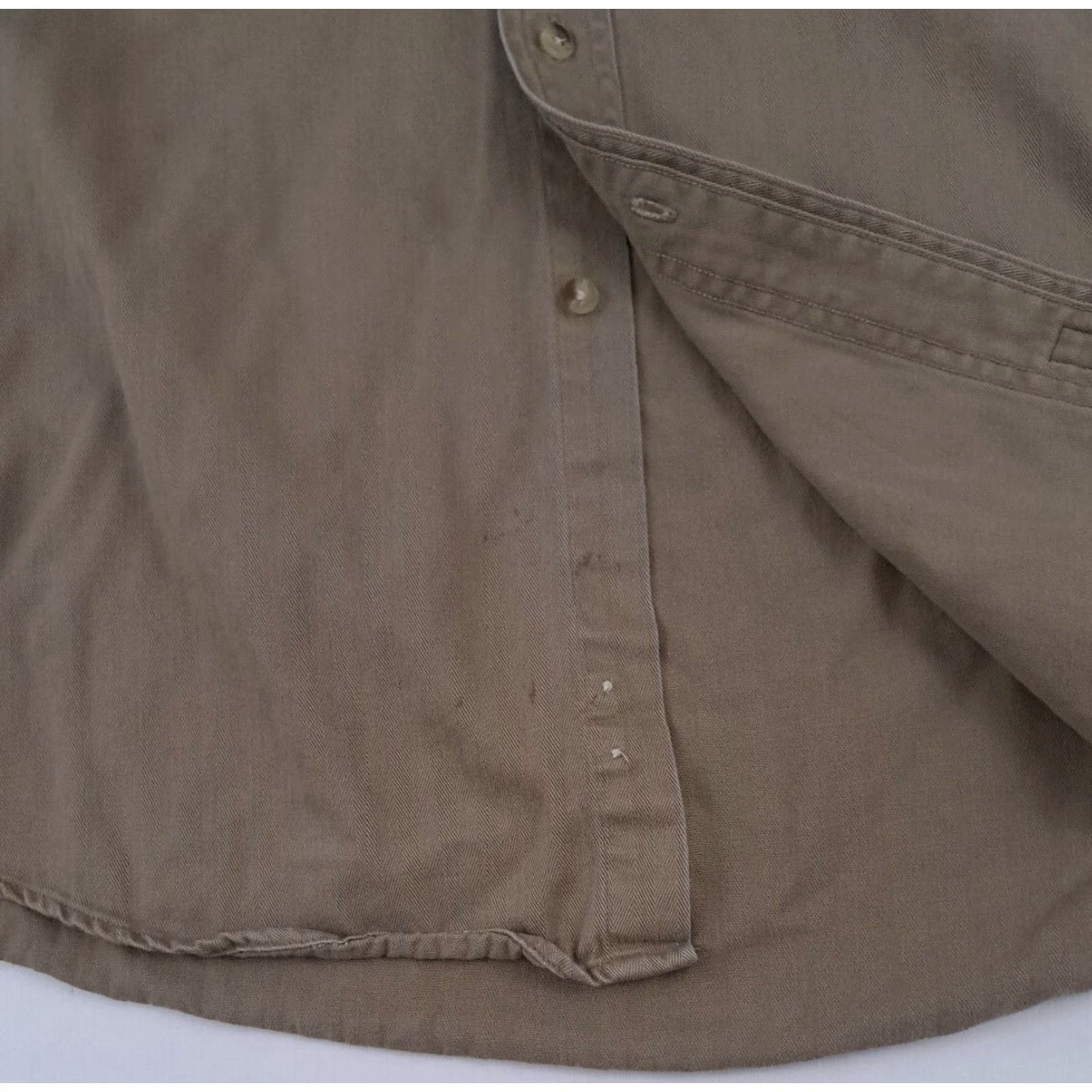 Timberland VINTAGE Timberland Weather Gear Full Button Shirt Large tan-B Herringbone Stripe Cotton Canvas Outdoor Wear Mens Size US L / EU 52-54 / 3 - 2 Thumbnail