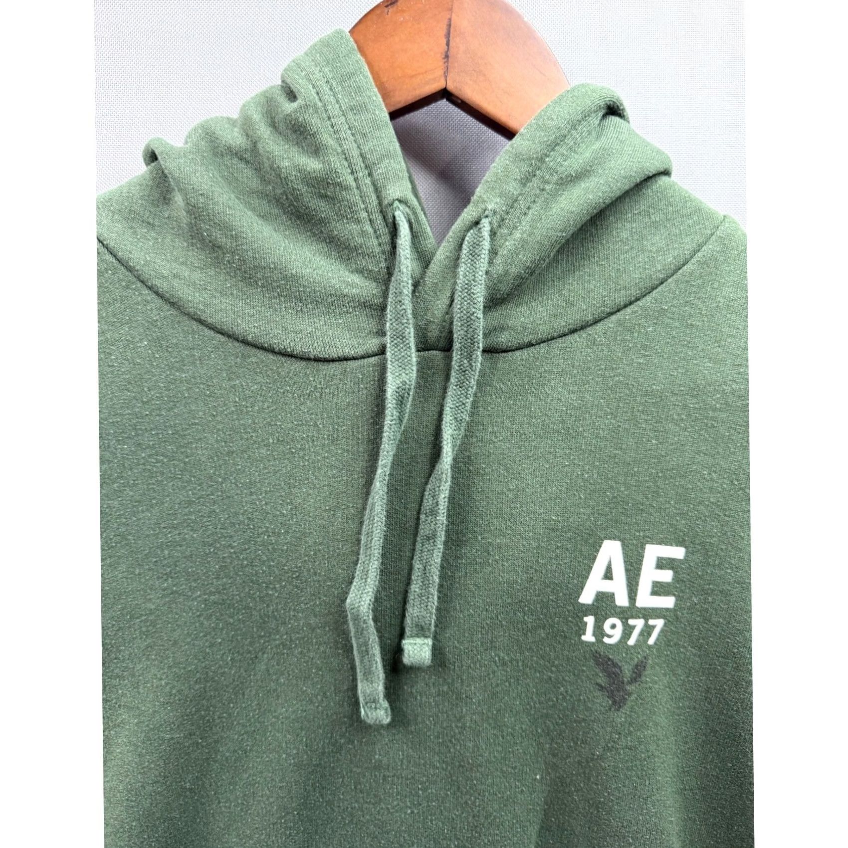 Vintage American Eagle Hoodie Mens Green Graphic Sleeve Logo Pullover M Medium Kangaroo Pockets Hooded Size US M / EU 48-50 / 2 - 3 Thumbnail