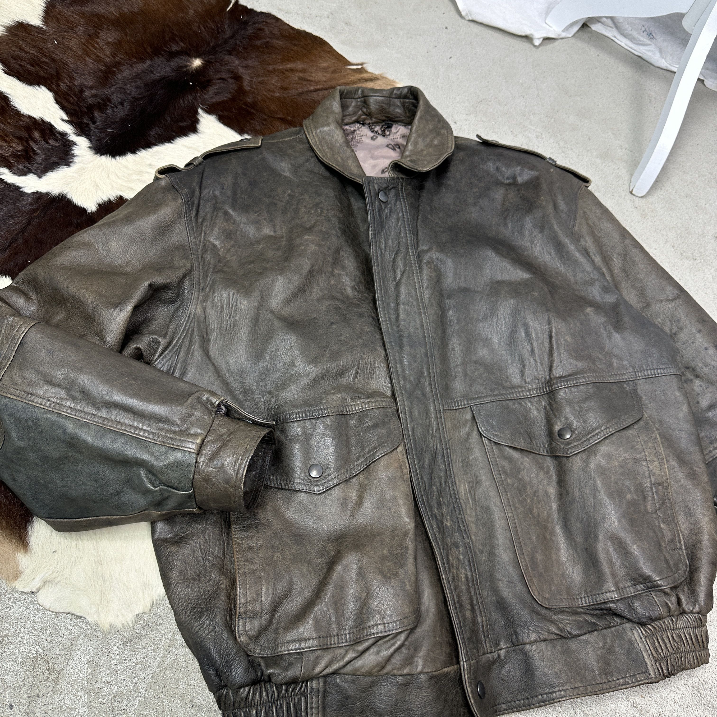 Vintage Vintage Leather Biker Moto Washed Bomber Jacket 80s Size US L / EU 52-54 / 3 - 4 Thumbnail