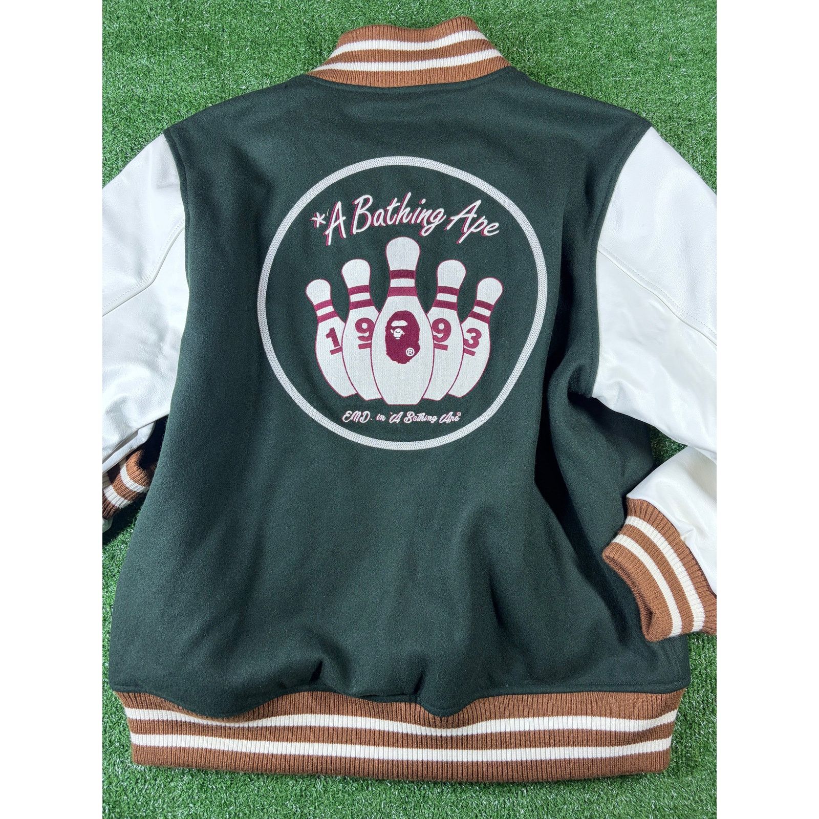 Bape Bape X END. 'Bowling Pins' Green Varsity Jacket Size XL Size US XL / EU 56 / 4 - 5 Thumbnail