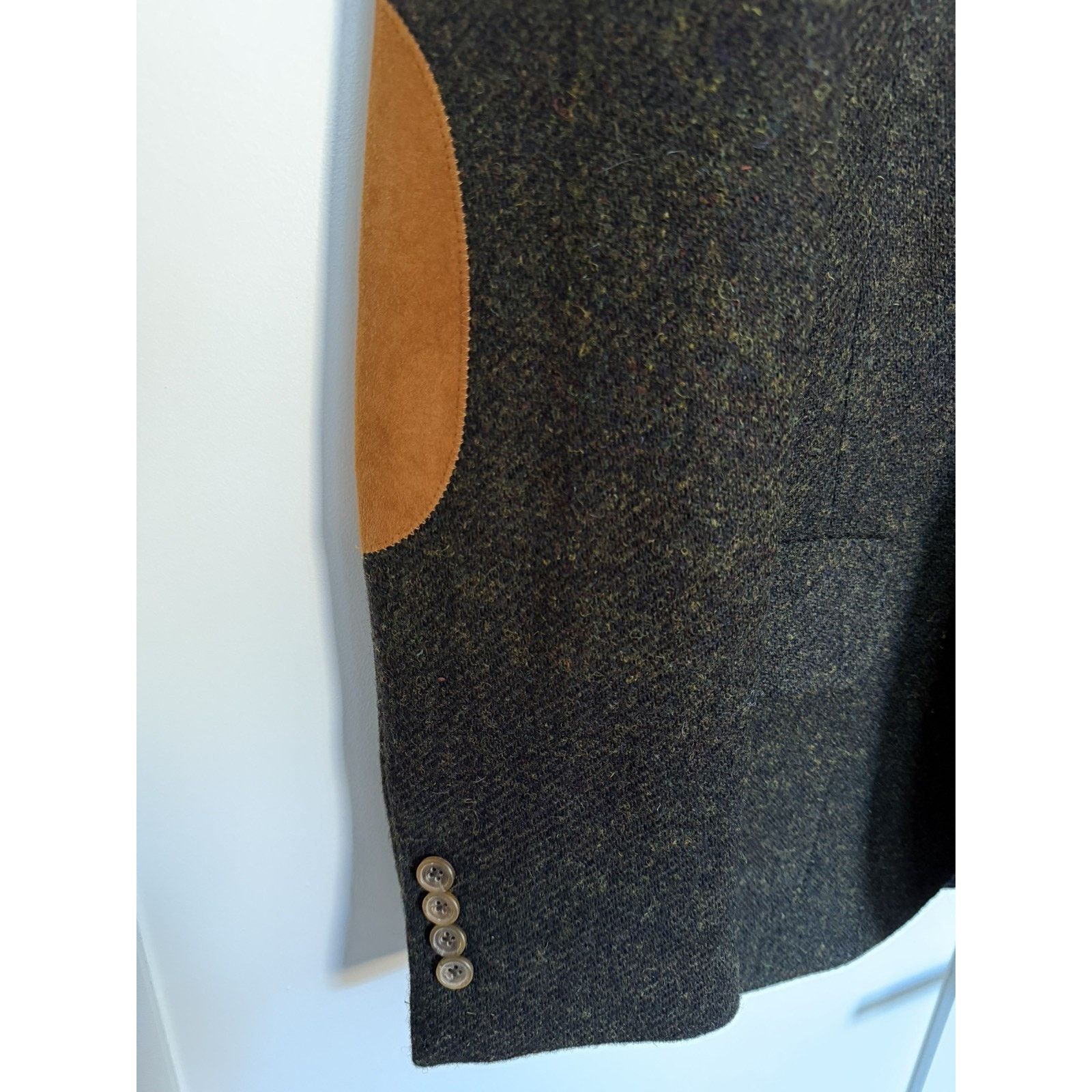 Southwick Mint Epaulet Southwick Sport Coat Dark Olive Harris Tweed Size 38R - 6 Thumbnail