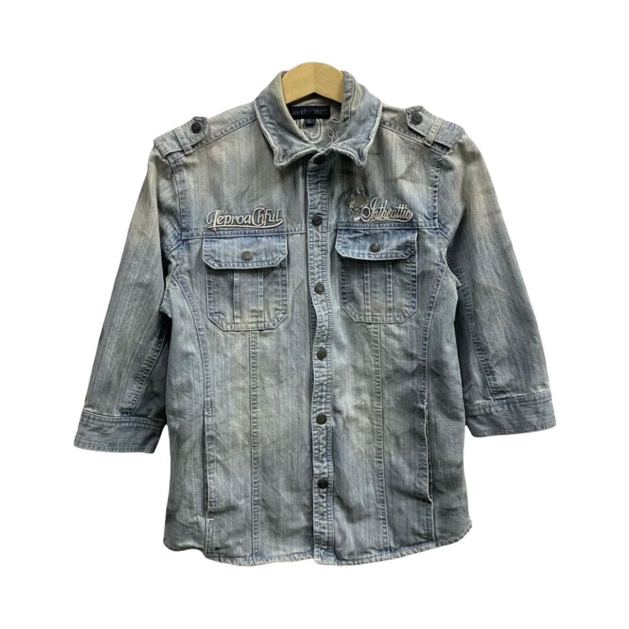 In The Attic IN THE ATTIC Japanese Brand Y2K Grunge Distressed DenimShirt Size US M / EU 48-50 / 2 - 1 Thumbnail