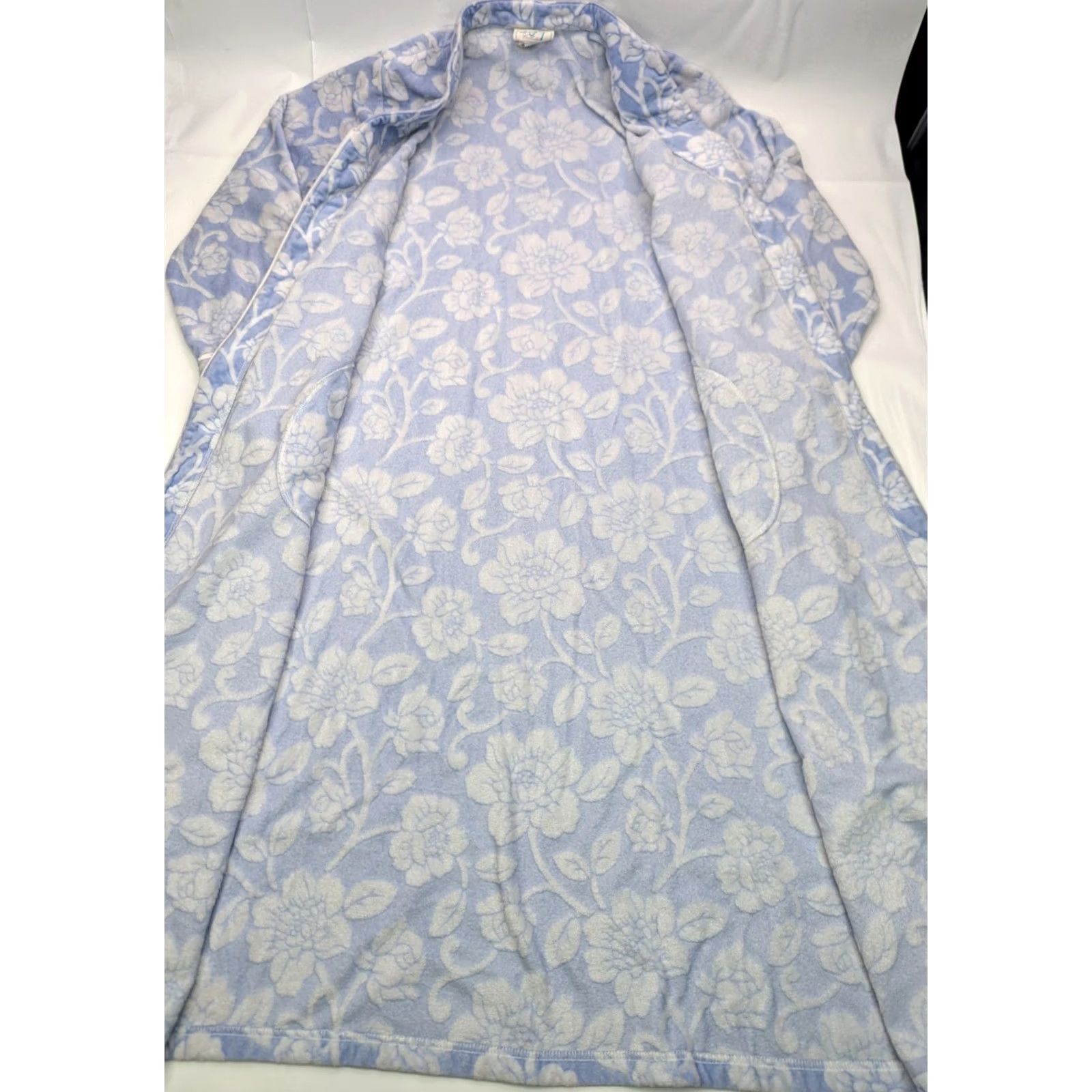 Charter Club Charter Club Robe Women L Blue Floral Full Zip Fleece Kimono Christmas Holiday Pattern Size ONE SIZE - 3 Thumbnail