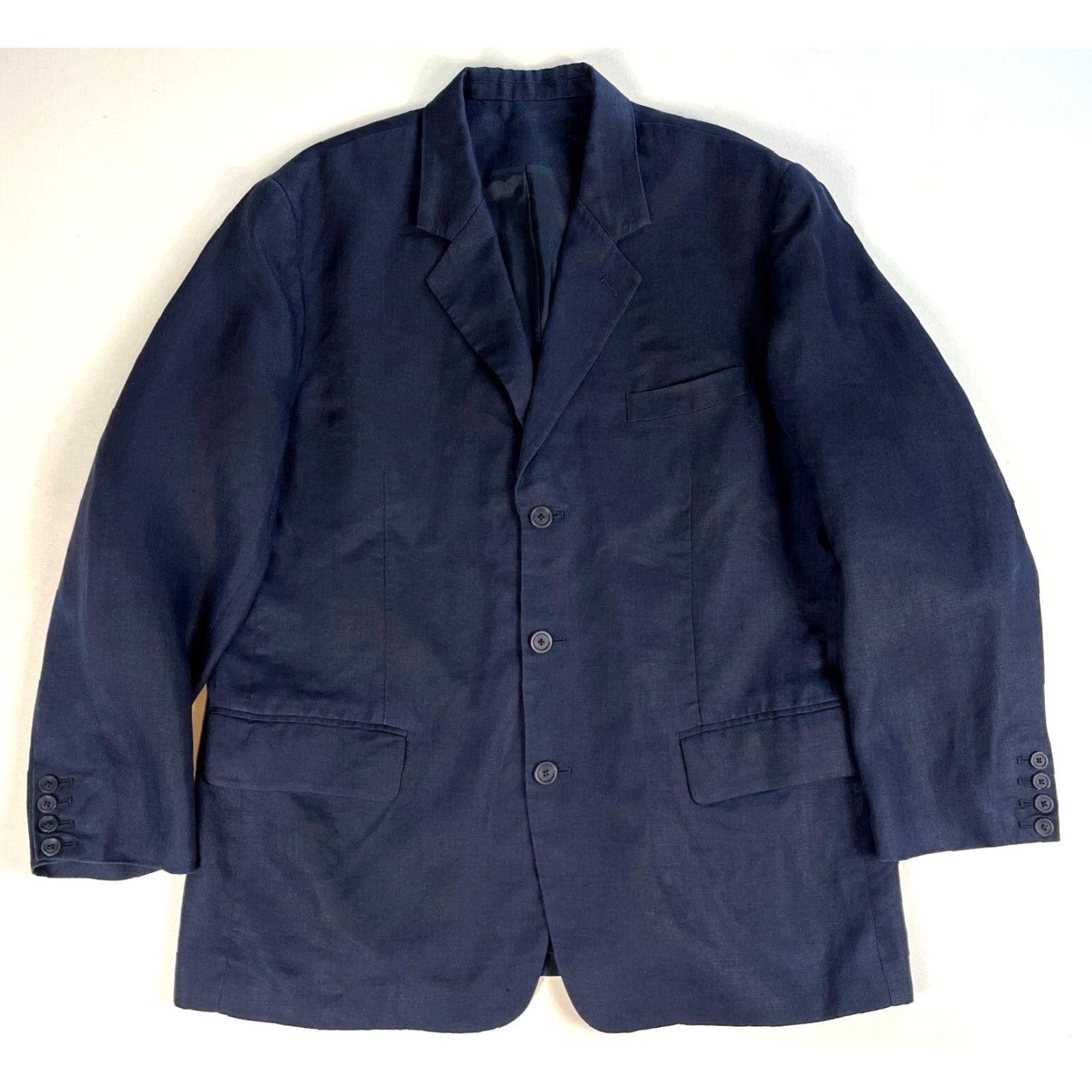 Vintage VINTAGE Martin Gordon Linen Sport Coat Jacket Navy Sz XL Size US XL / EU 56 / 4 - 2 Thumbnail