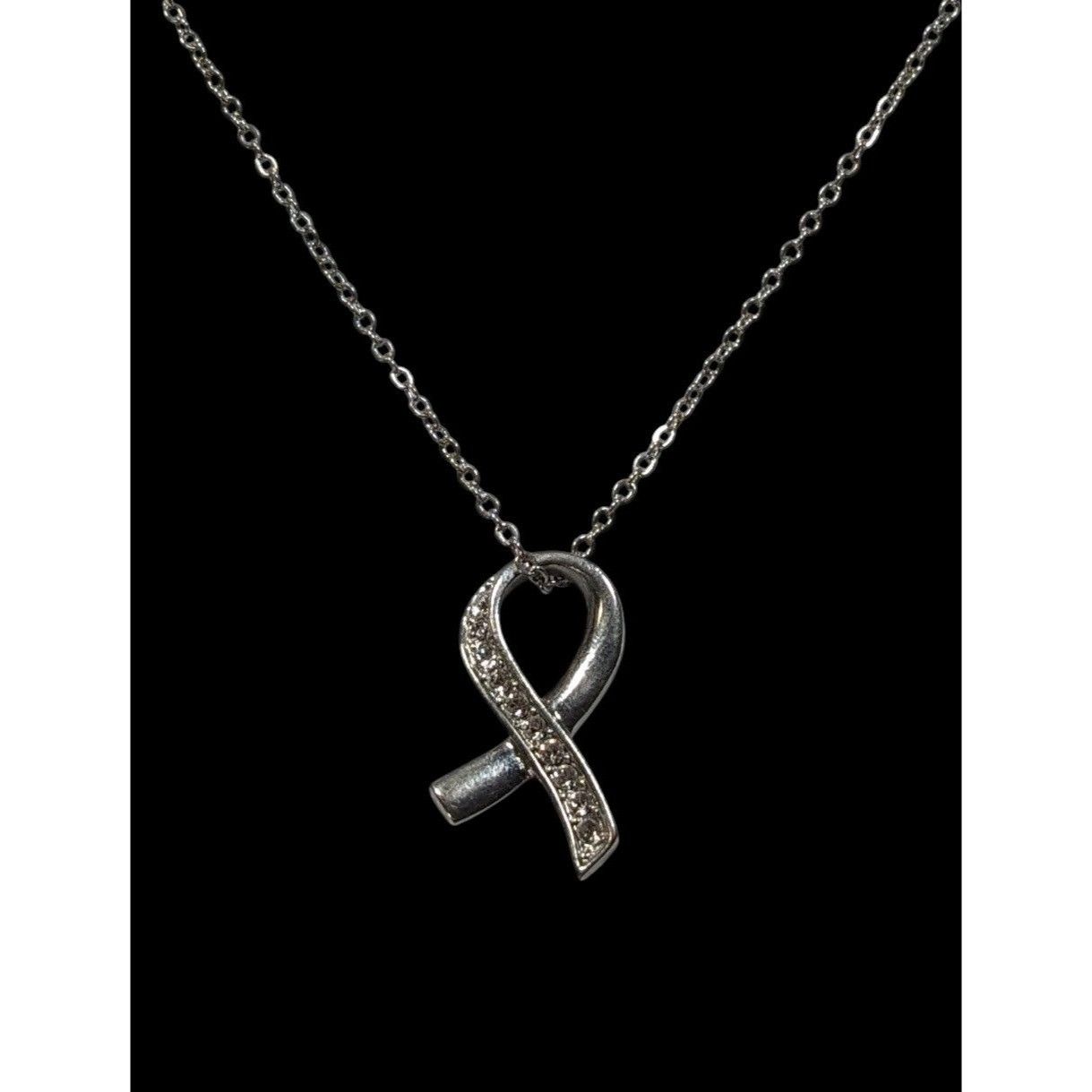 Other Elegant Ribbon Pendant Silver Tone With Rhinestone Accents Size ONE SIZE - 2 Thumbnail