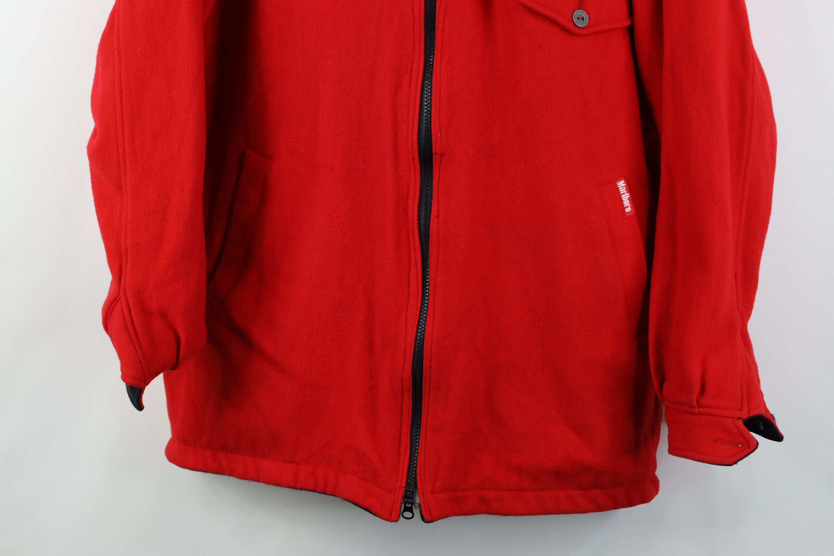 Marlboro Vintage 90s Marlboro Reversible Wool Jacket Coat Black Red Size US M / EU 48-50 / 2 - 14 Thumbnail