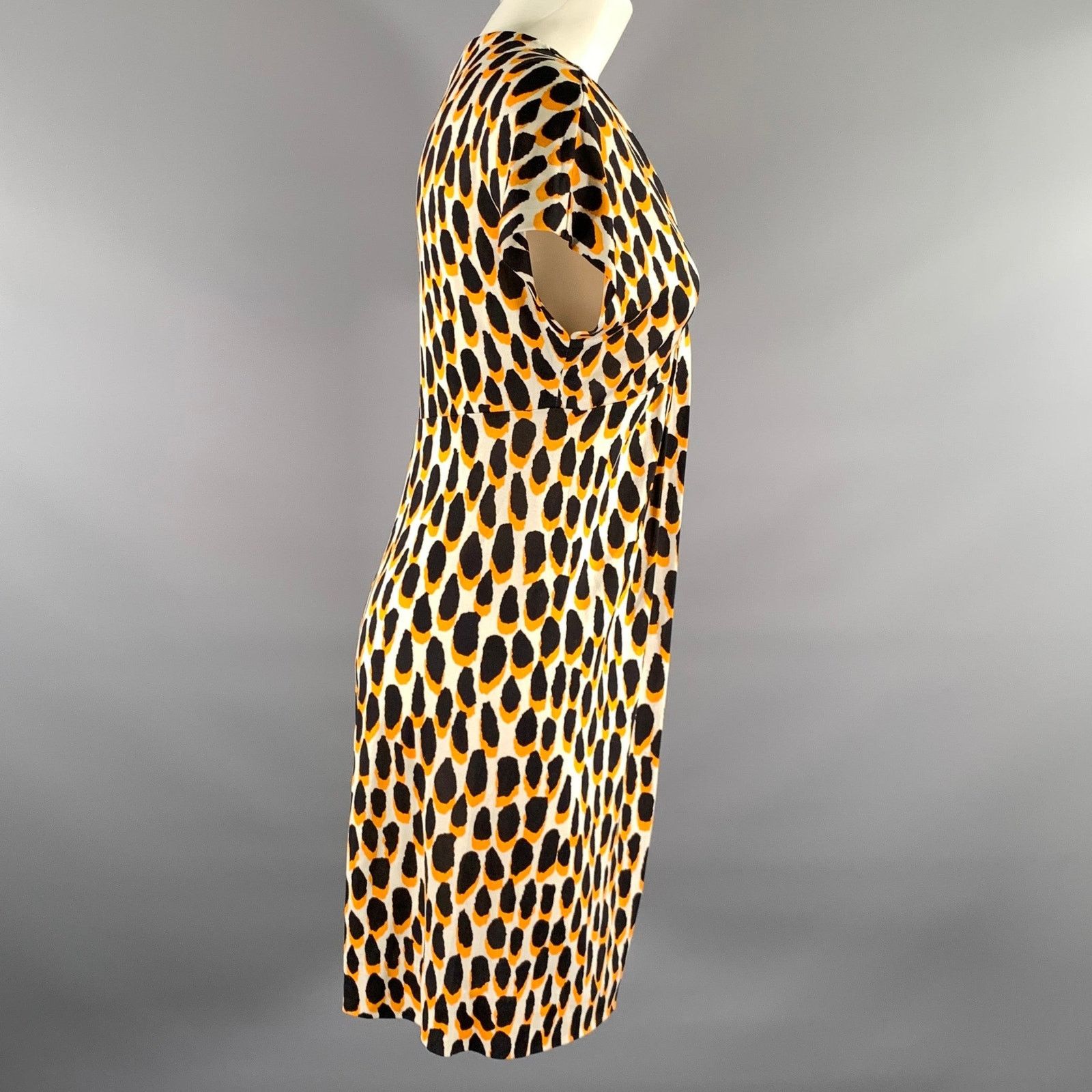Diane von Furstenberg DIANE VON FURSTENBERG Size 2 Orange Black Animal Print Dress Size XS / US 0-2 / IT 36-38 - 3 Thumbnail