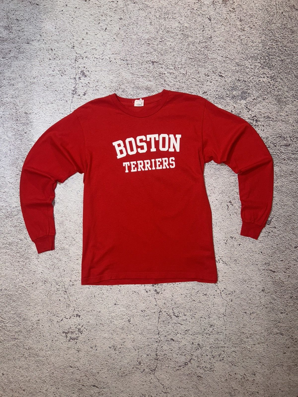 Delta Vintage 90s “Boston Terriers / BU 1839 Long-Sleeve Red Tee Size US S / EU 44-46 / 1 - 2 Thumbnail