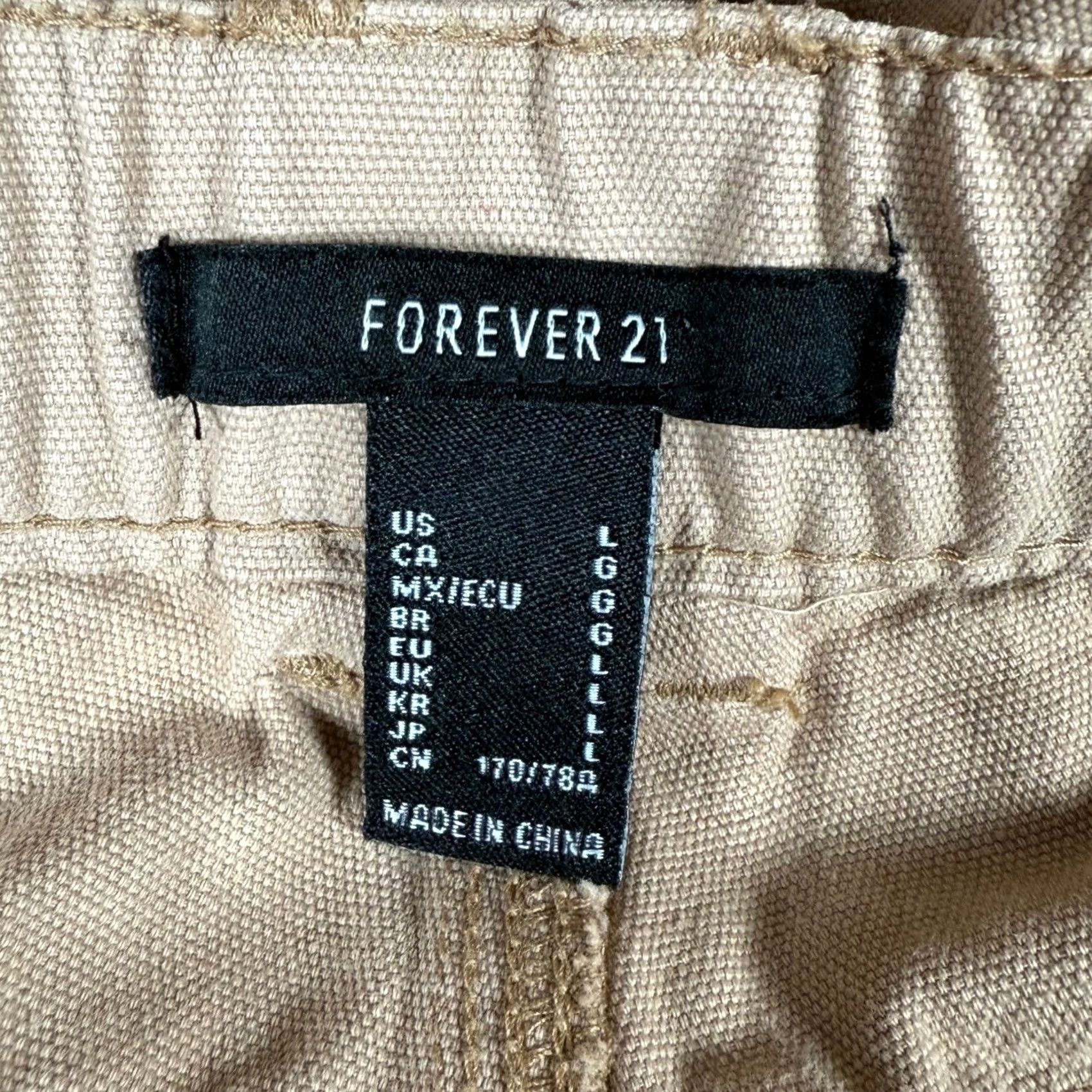 Forever 21 Forever 21 Womens Carpenter Pants Cargo Utility 7 Pockets Wide Leg Khaki Beige Size 36" / US 14 / IT 50 - 3 Thumbnail
