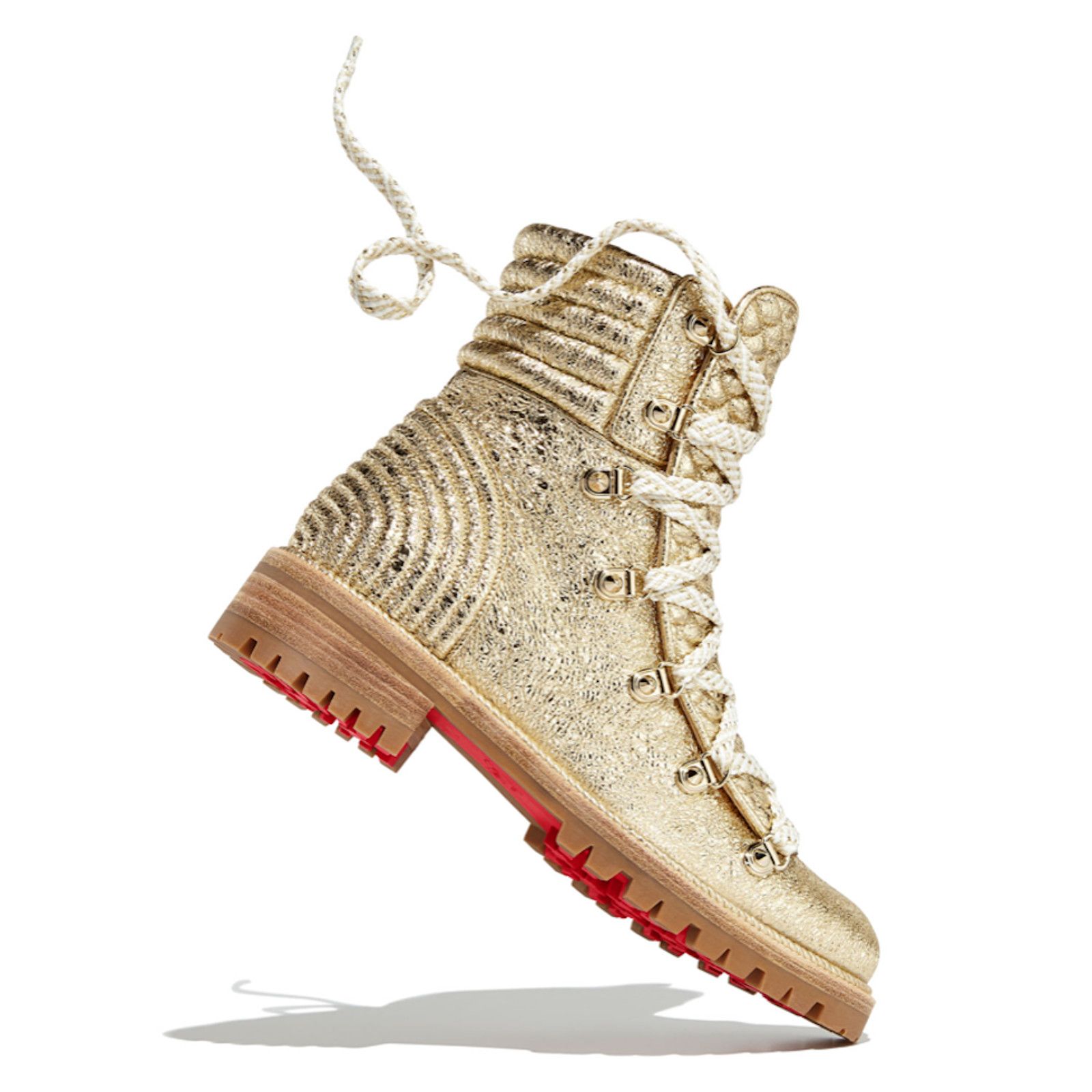Christian Louboutin Christian Louboutin Mad Boot Platine Gold Flat Combat Lace Size US 5.5 / IT 35.5 - 5 Thumbnail