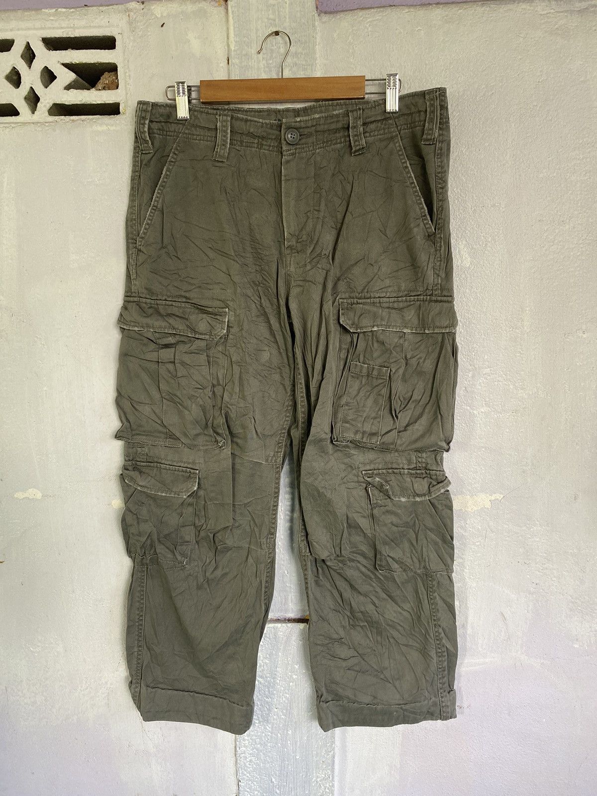 image of Real Crush Cargo Military Multiple 8 Pocket Pants in Army Green, Men's (Size 30)