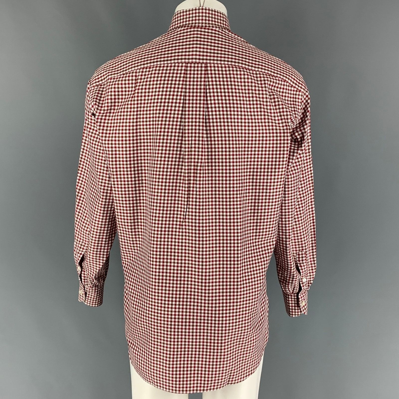Other Size M White Burgundy Checkered Cotton Long Sleeve Shirt Size US M / EU 48-50 / 2 - 3 Thumbnail