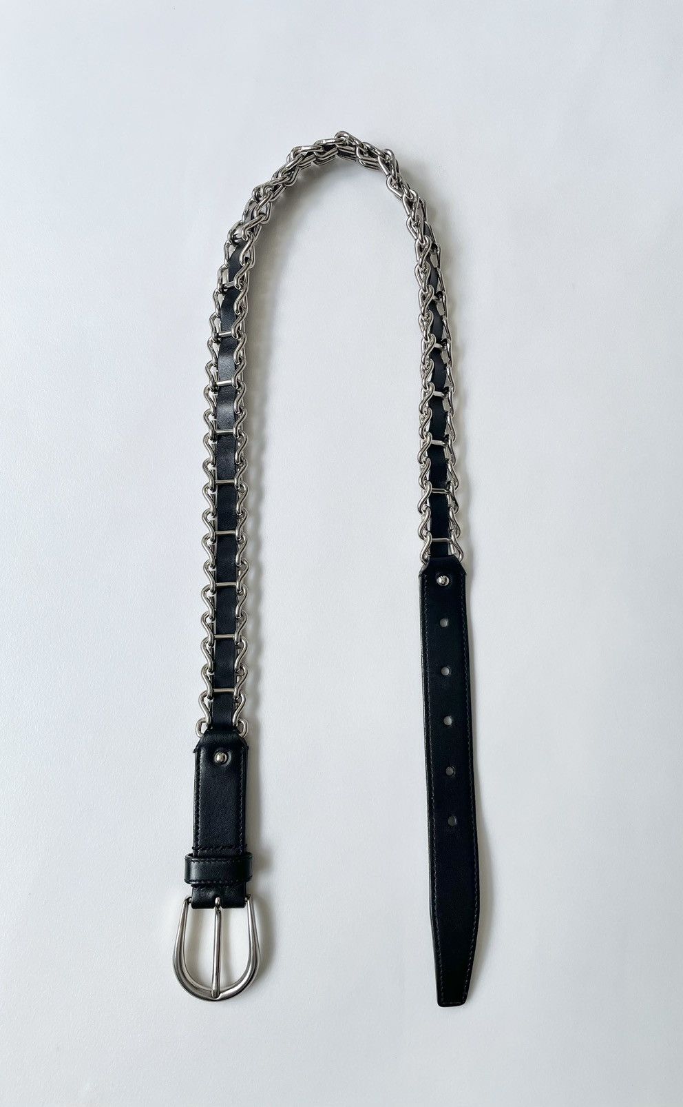 Miu Miu Miu Miu Metal Chain Black Leather Belt Size 30 - 8 Thumbnail