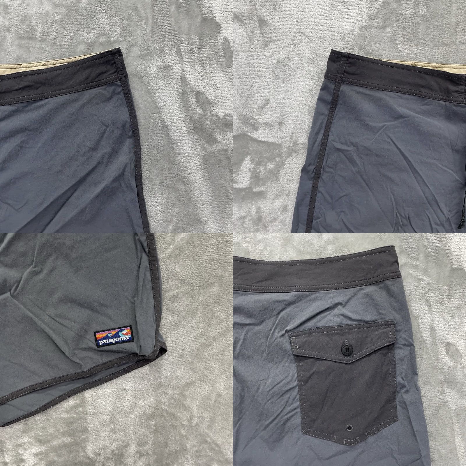 Patagonia Patagonia Bottom Men 40 Surf Wavefarer Scallop Hem Beach Swim 7" Gray Nylon Spandex Quick Dry Pockets Drawstring Board Shorts Vintage No Size US 40 / EU 56 - 8 Thumbnail