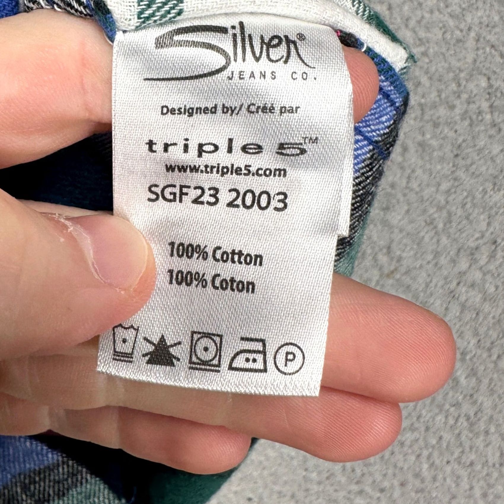 Silver Jeans Co. VINTAGE? No. Silver Jeans Womens Flannel Shirt L Green Blue Plaid Pocket NEW Shirt Womens L Green Plaid Pocket NEW Size L / US 10 / IT 46 - 6 Thumbnail