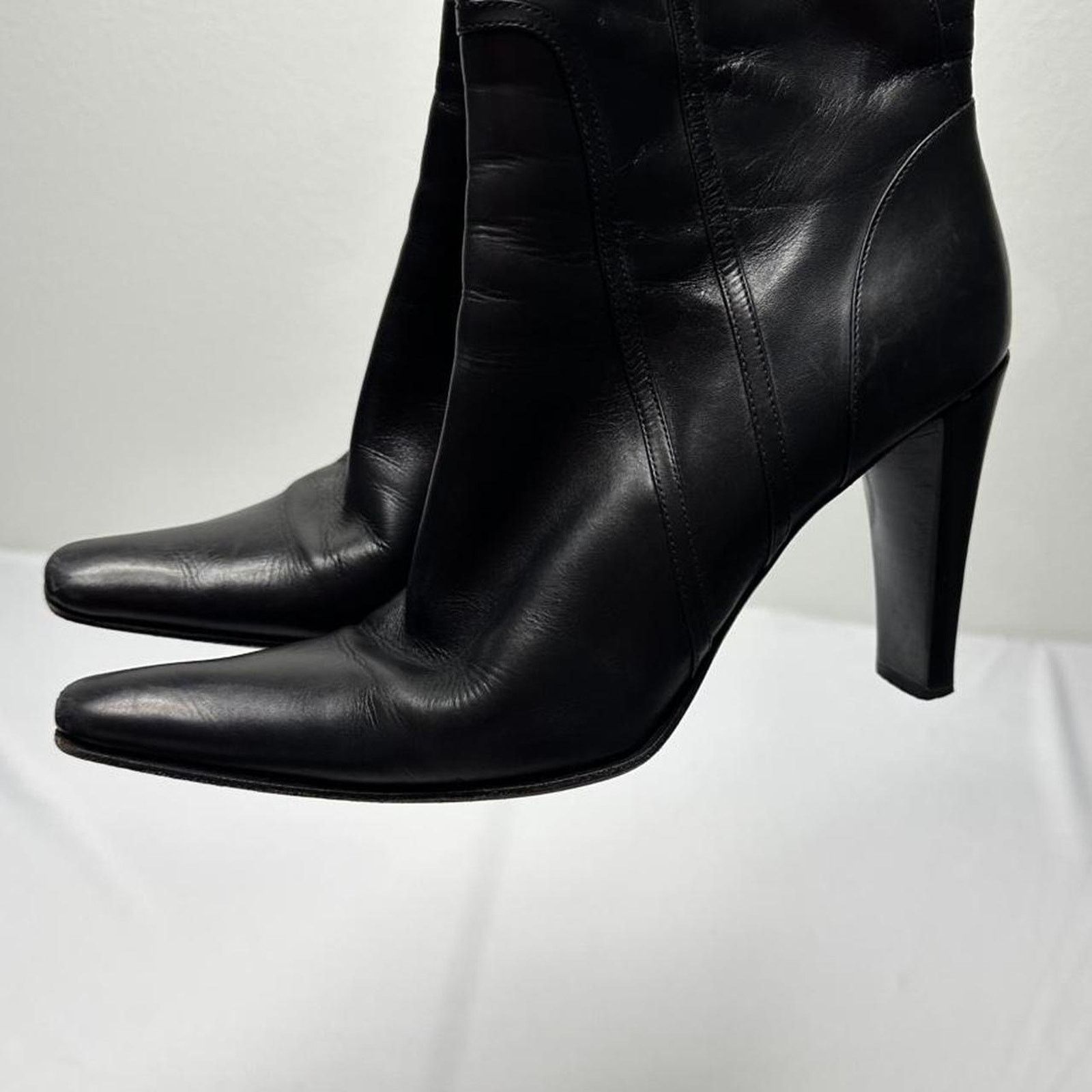 Other Via Spiga Print Black Leather High Heel Boots Size 7 Women Size US 7 / IT 37 - 5 Thumbnail