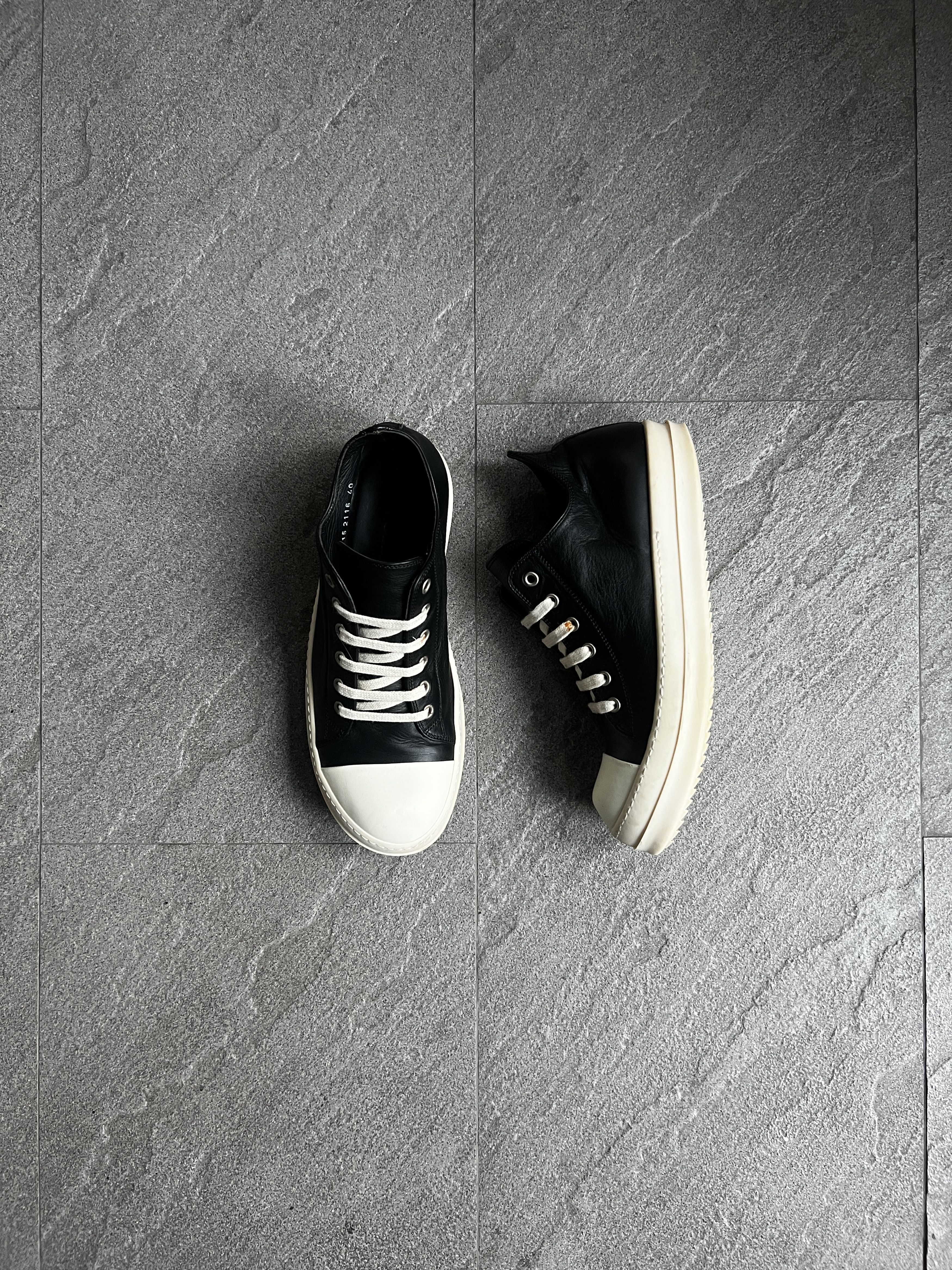 Rick Owens Black Leather Ramones Low EU40 Italy
