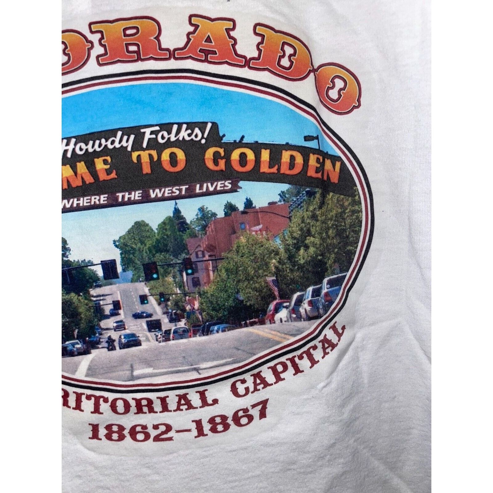 Fruit Of The Loom Golden Colorado Shirt Territorial Capital Graphic White Tee Size US L / EU 52-54 / 3 - 4 Thumbnail