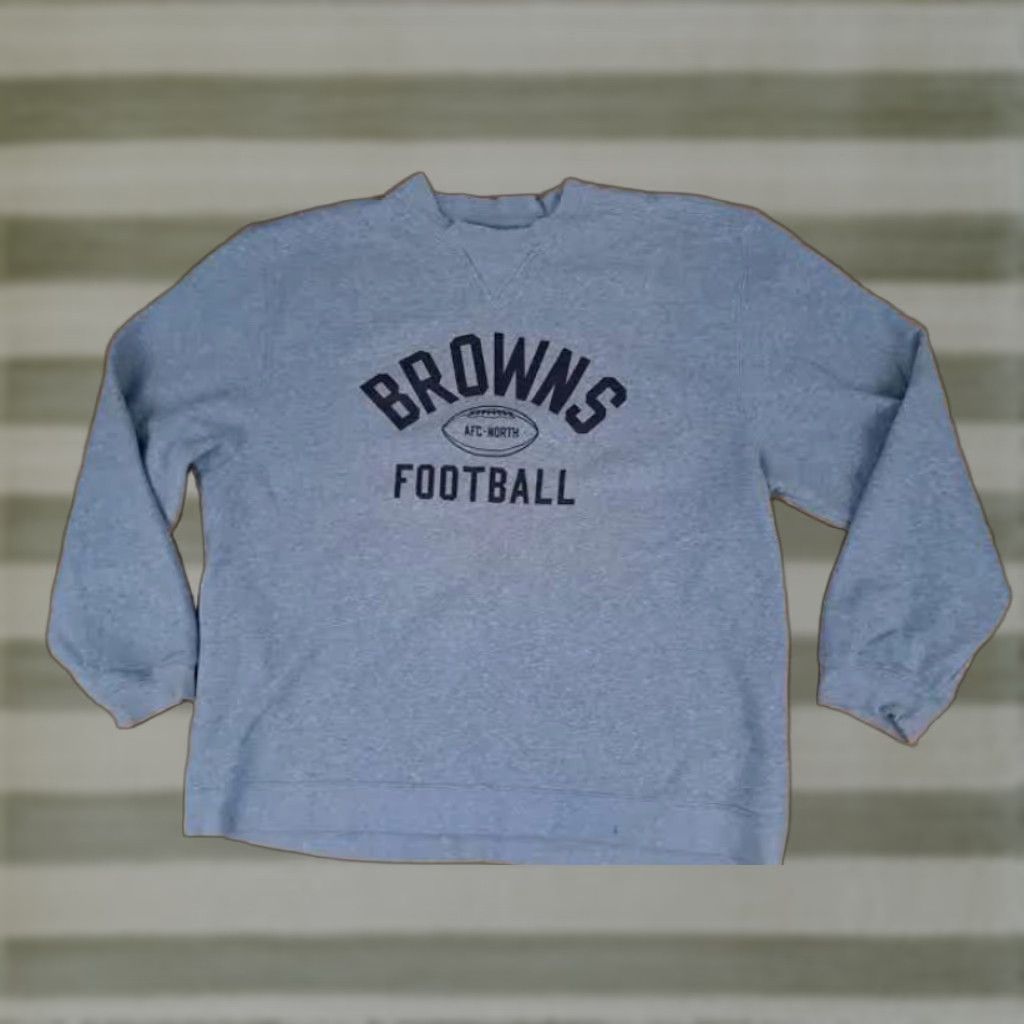 Reebok Reebok Sweatshirt Cleveland Browns Football XL Pullover Unisex Adults Gray Mercury Gray 27in Pit to Pit Leroy Kelly Size US XL / EU 56 / 4 - 1 Thumbnail