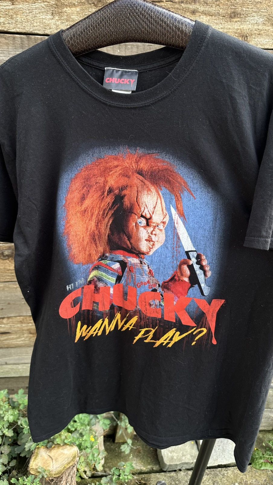 Band Tees VINTAGE Y2K CHUCKY WANNA PLAY? MOVIE HORROR BONES Size US XL / EU 56 / 4 - 5 Thumbnail
