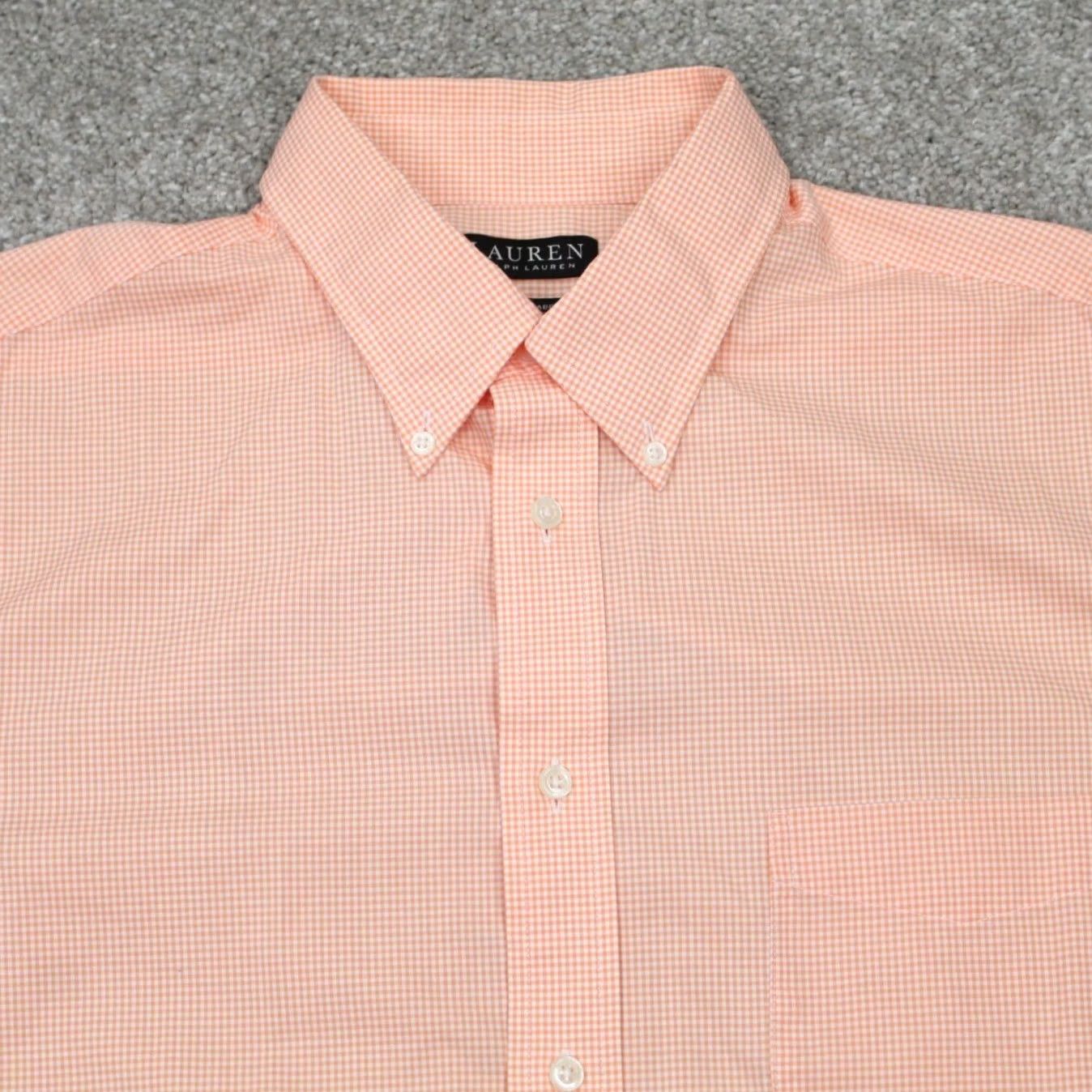 Ralph Lauren LAUREN Ralph Lauren Shirt Mens Large Orange/White Stretch Fabric Regular Fit L/S (Button-Up) Size US L / EU 52-54 / 3 - 6 Thumbnail