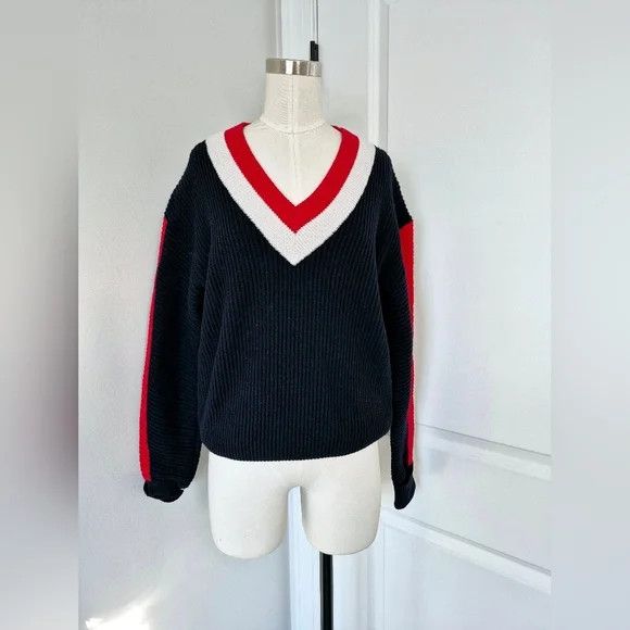 Reiss Cora Colorblock Cricket Wool Blend V-Neck Sweater Size S / US 4 / IT 40 - 7 Thumbnail