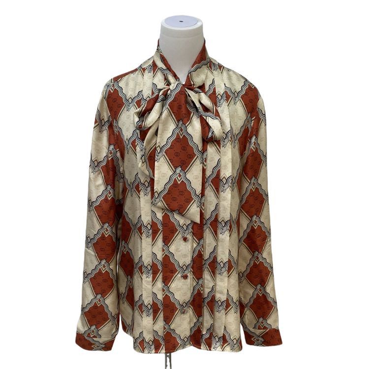 Gucci Gucci Silk Patterned Pussy Bow Blouse Size 42 Size M / US 6-8 / IT 42-44 - 1 Thumbnail
