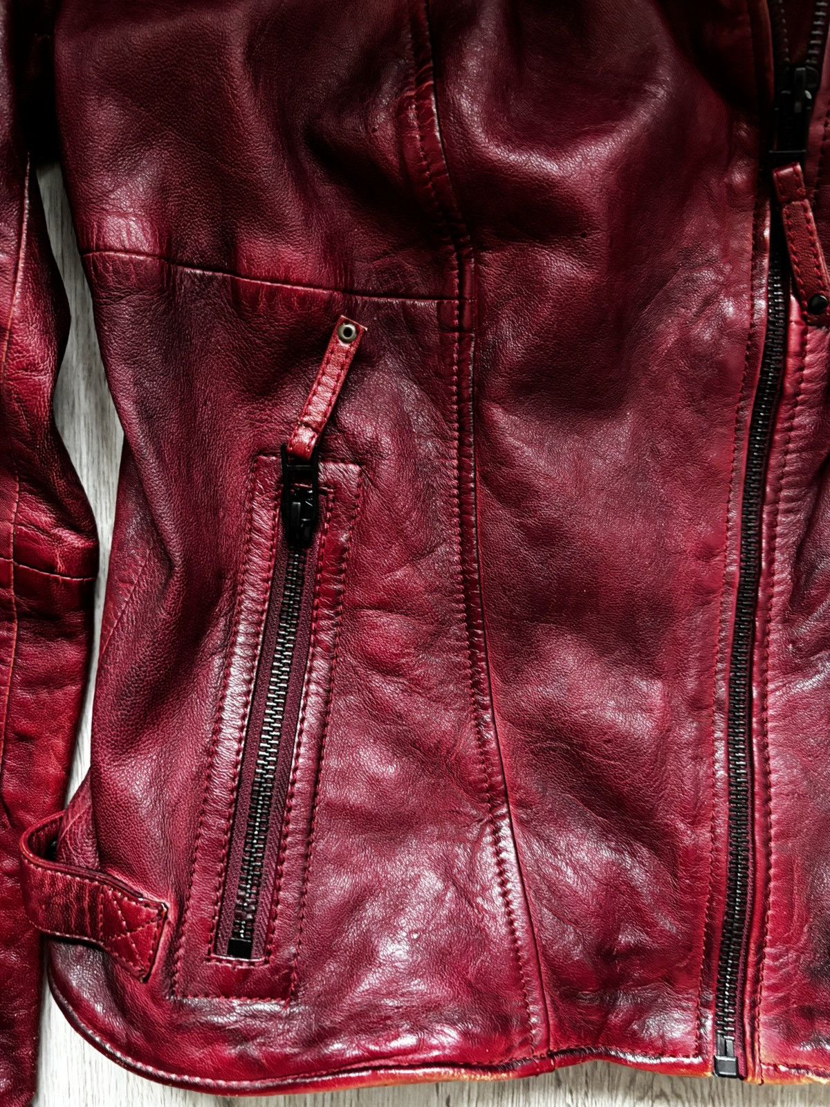 Other Freaky Nation Red Distressed Star Leather Biker Jacket Size M / US 6-8 / IT 42-44 - 5 Thumbnail