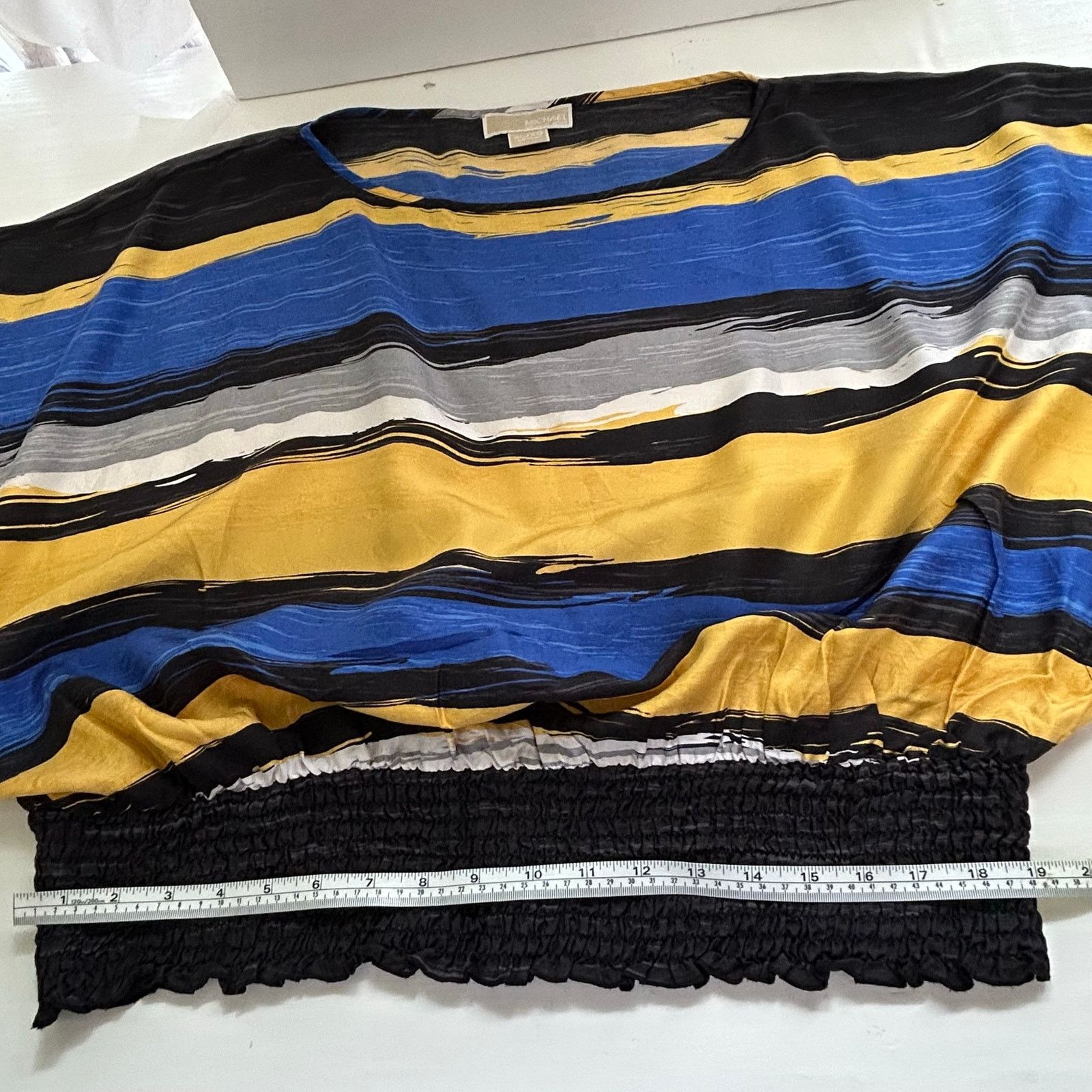 Michael Kors Michael Michael Kors Silk Blouse XL Yellow Blue Black Stripe Size XL / US 12-14 / IT 48-50 - 15 Thumbnail