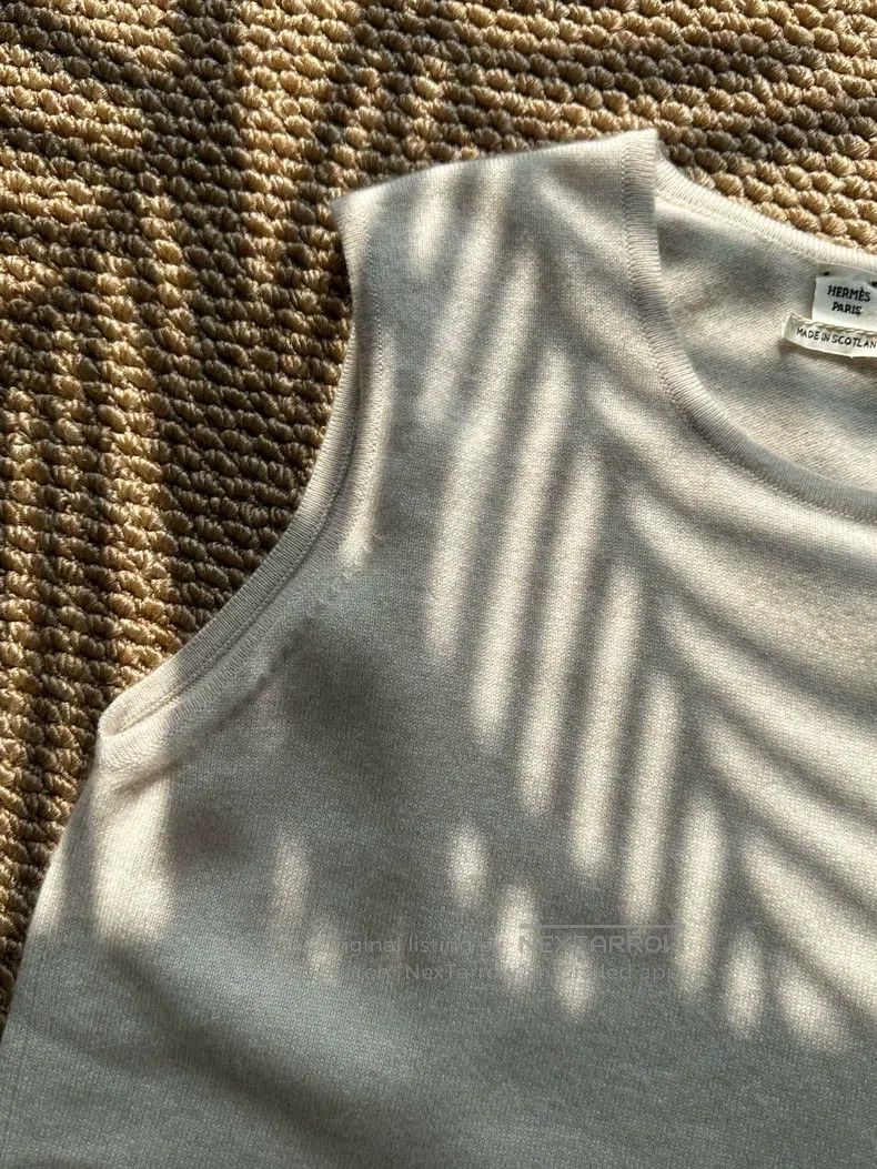 Hermes Hermes Pure Cashmere Vest Vest Women's Beige Gray Size S / US 4 / IT 40 - 6 Thumbnail