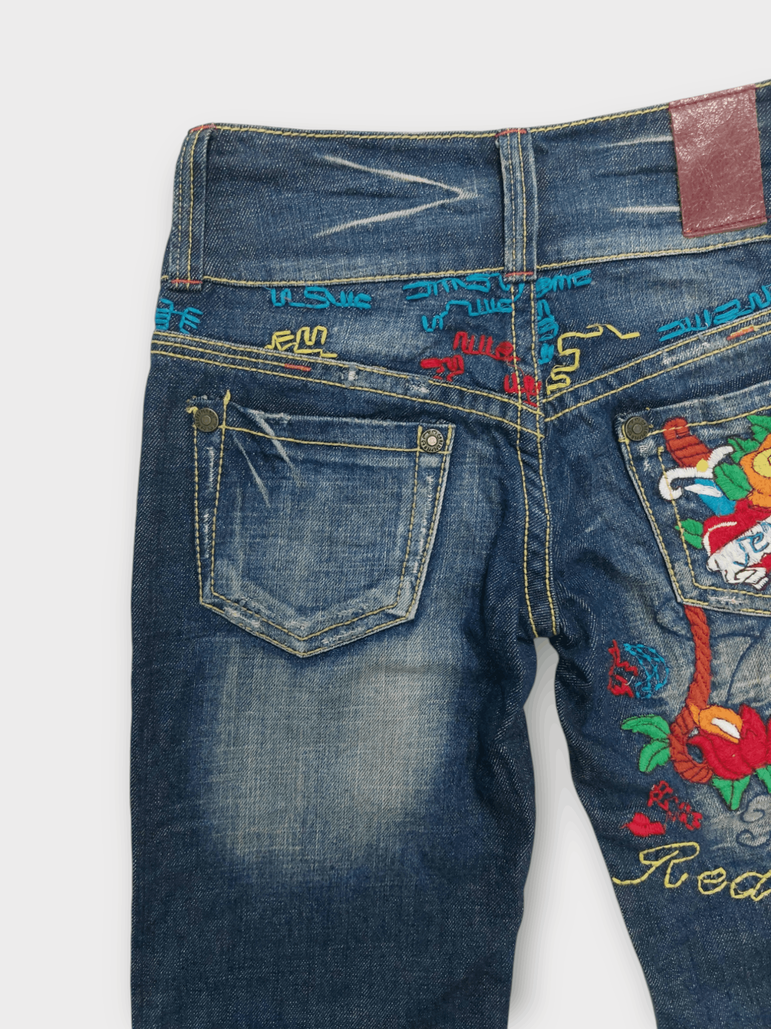 If Six Was Nine × Japanese Brand 🔥Red Pepper Jeans Flare Embroidery Florish Size 26" / US 2 / IT 38 - 13 Thumbnail