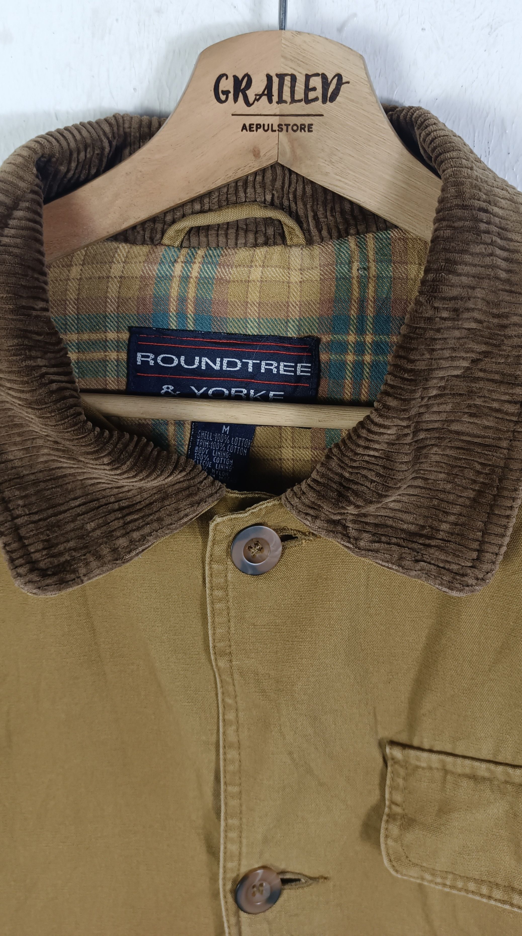 Roundtree & Yorke Vintage 🔥 RoundTree And Yorke Mens Browns Chore Jacket Size US L / EU 52-54 / 3 - 7 Thumbnail