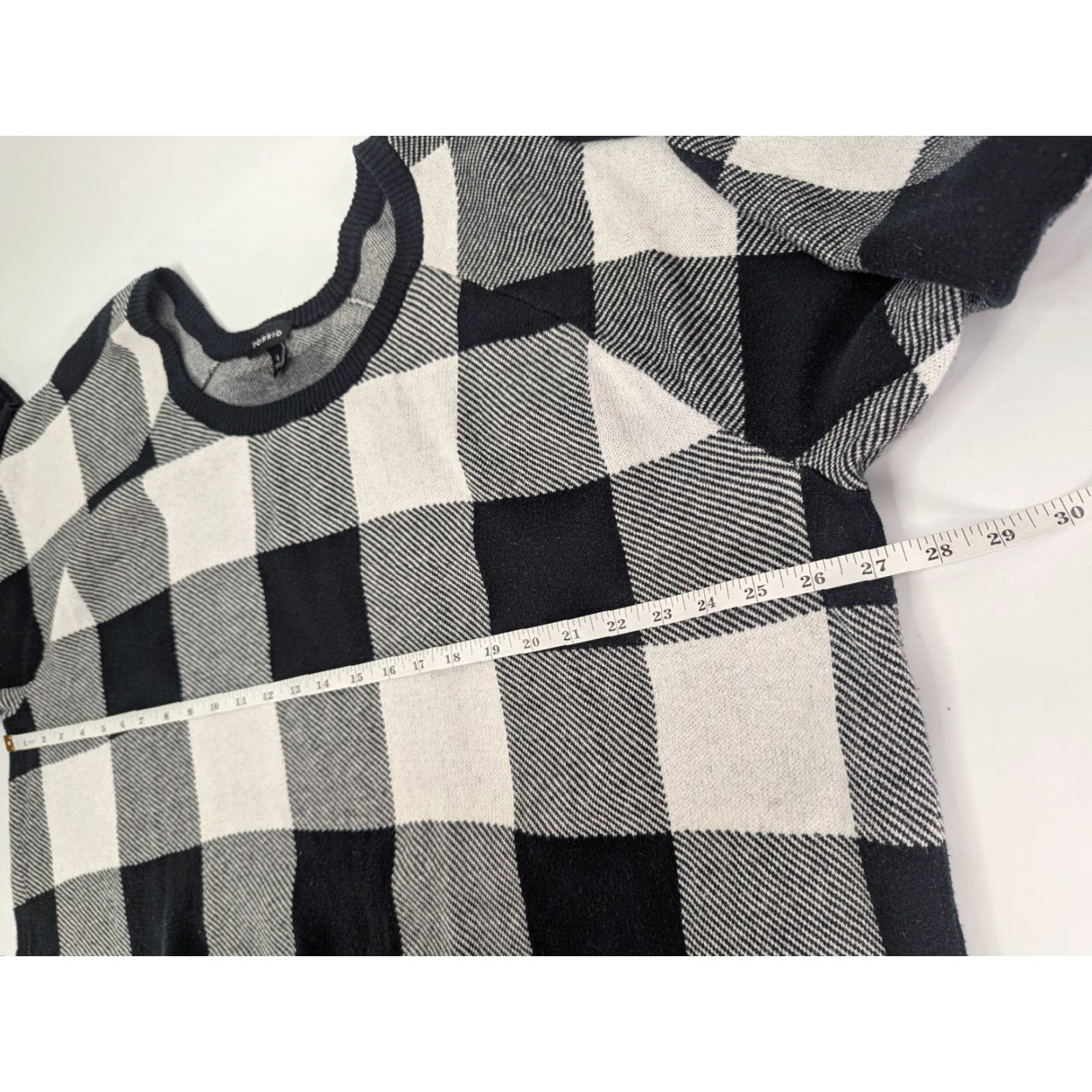 Torrid Torrid Womens Sweater Pullover Raglan Black/White Buffalo Plaid Size 4X Cotton Knit Size XXL / US 16-18 / IT 52-54 - 6 Thumbnail