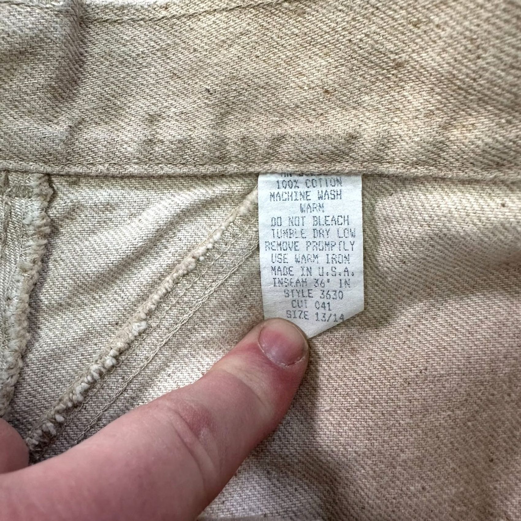 Vintage VINTAGE Roughrider by Circle T Jeans Women's 13/14 30x36 Beige Denim 5-Pocket Straight Jeans Mens/ Womens Size 36" / US 14 / IT 50 - 6 Thumbnail