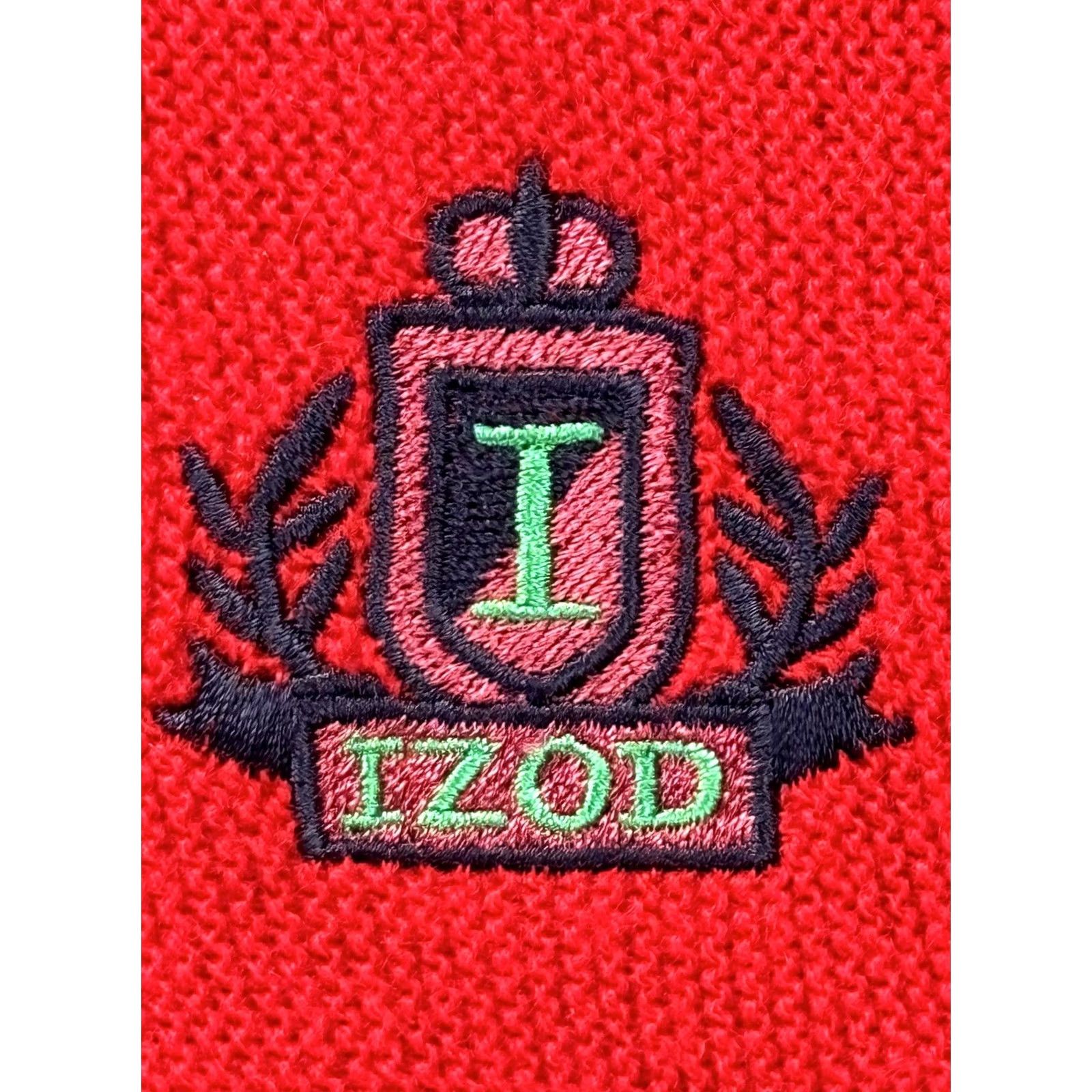 Izod VINTAGE IZOD Cardigan Sweater Mens XL Red V-Neck Crest Acrylic Grandpa Grunge USA Mens Size US XL / EU 56 / 4 - 4 Thumbnail