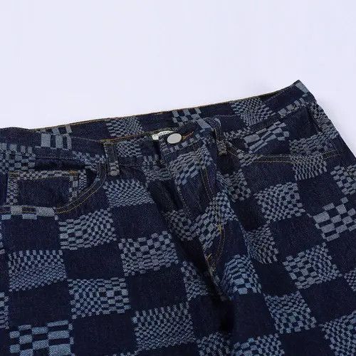 Jean Check Pattern Blue Denim Jeans Size US 27 - 5 Thumbnail