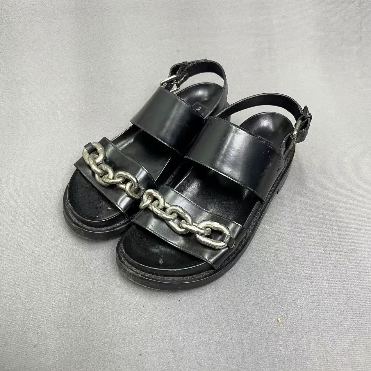 Louis Vuitton Louis Vuitton Black Chain Monogram Sandals Size US 6 / IT 36 - 1 Thumbnail