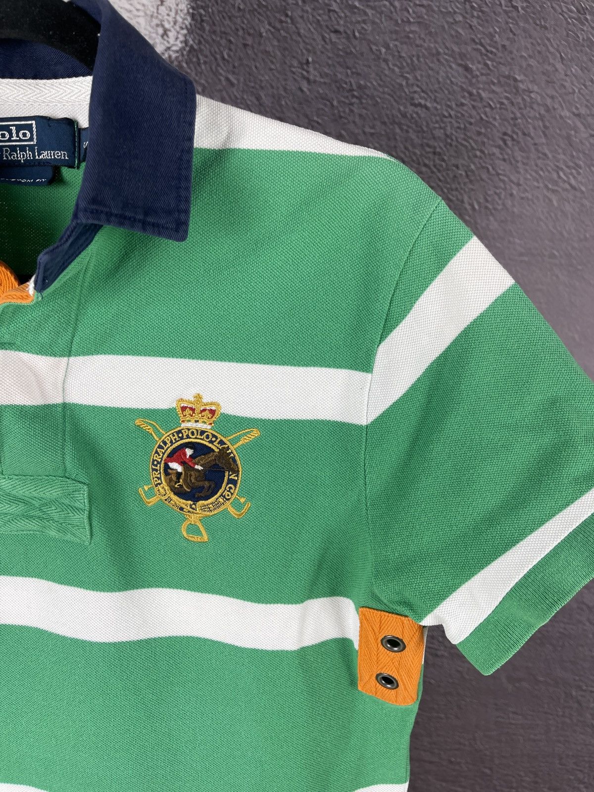 Polo Ralph Lauren Vintage 90s POLO RALPH LAUREN Equestrian Crest Striped Polo Size US S / EU 44-46 / 1 - 6 Thumbnail